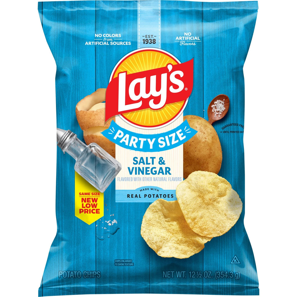 Lay's Salt & Vinegar Potato Snack Chips Party Size 12.5 oz Bag
