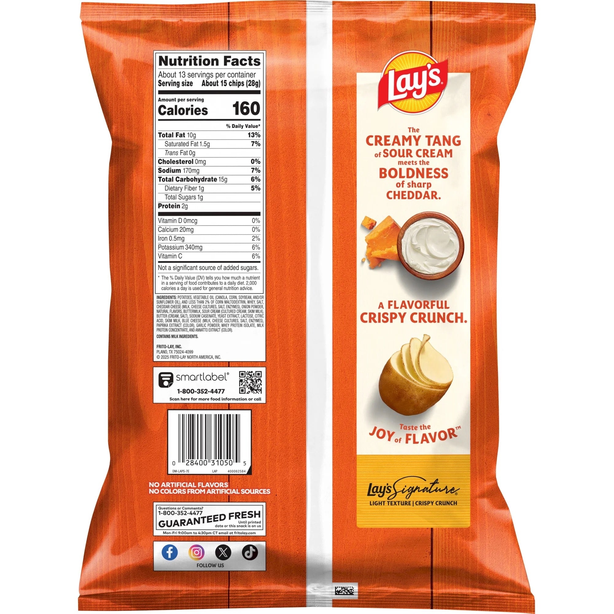 Lay's Cheddar & Sour Cream Flavored Potato Chips, Party Size, 12.5 oz Bag