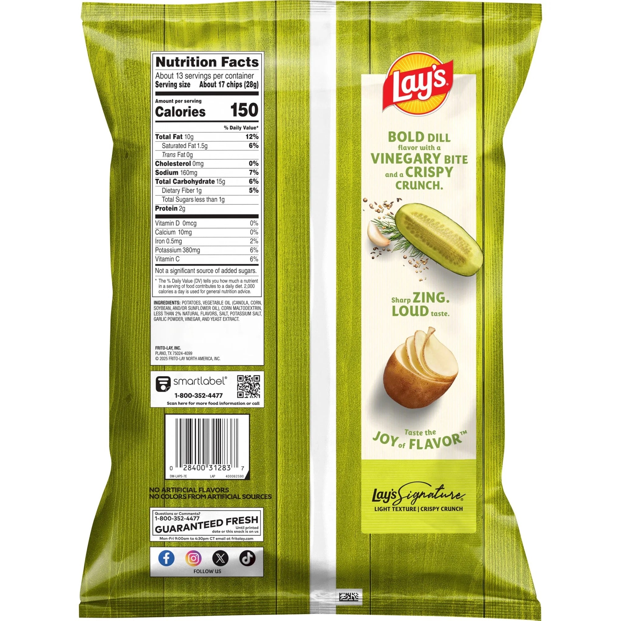 Lay's Dill Pickle Flavored Potato Chips, Party Size, 12.5 oz Bag