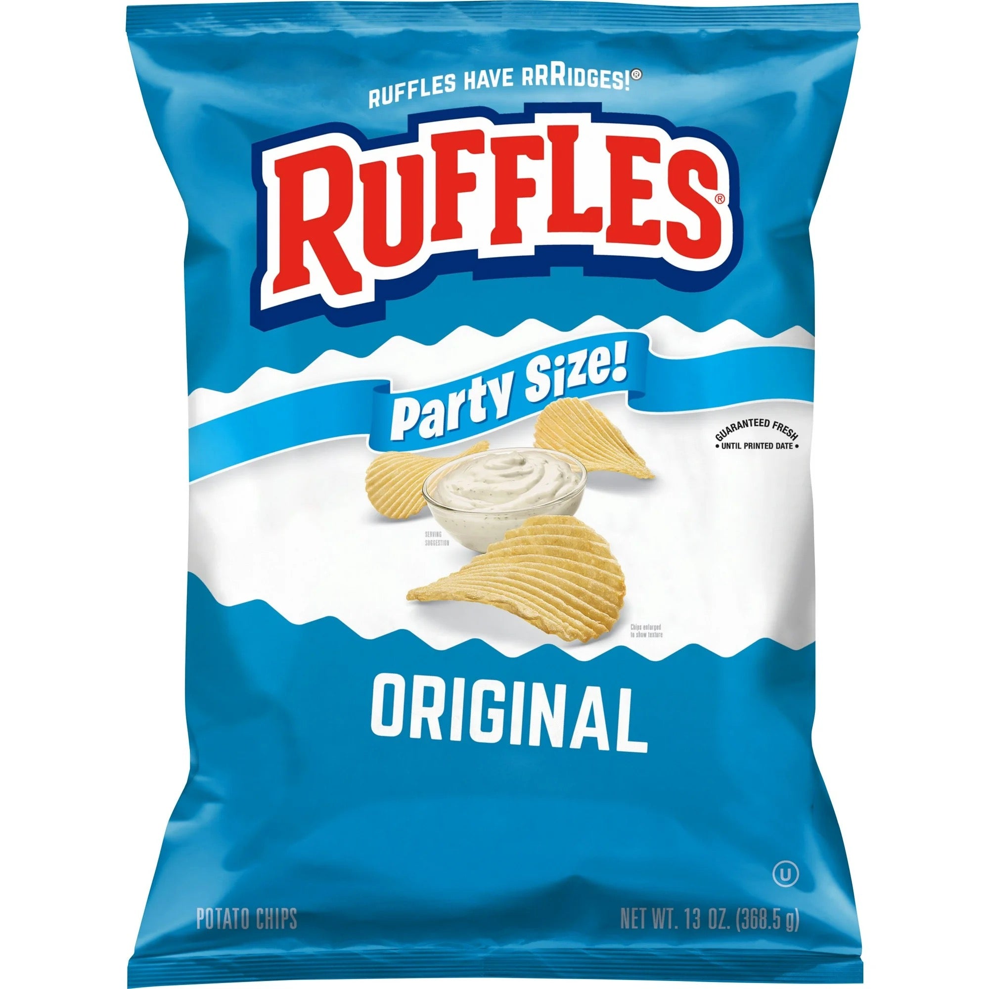 Ruffles Original Flavor Potato Snack Chips Party Size 13 oz Bag