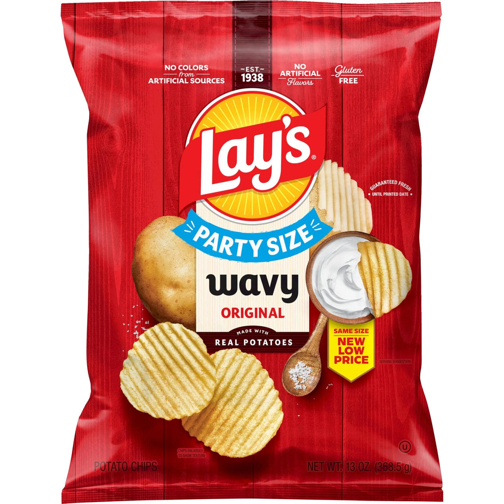 Lay's Wavy Original Potato Chips Party Size 13 oz Bag