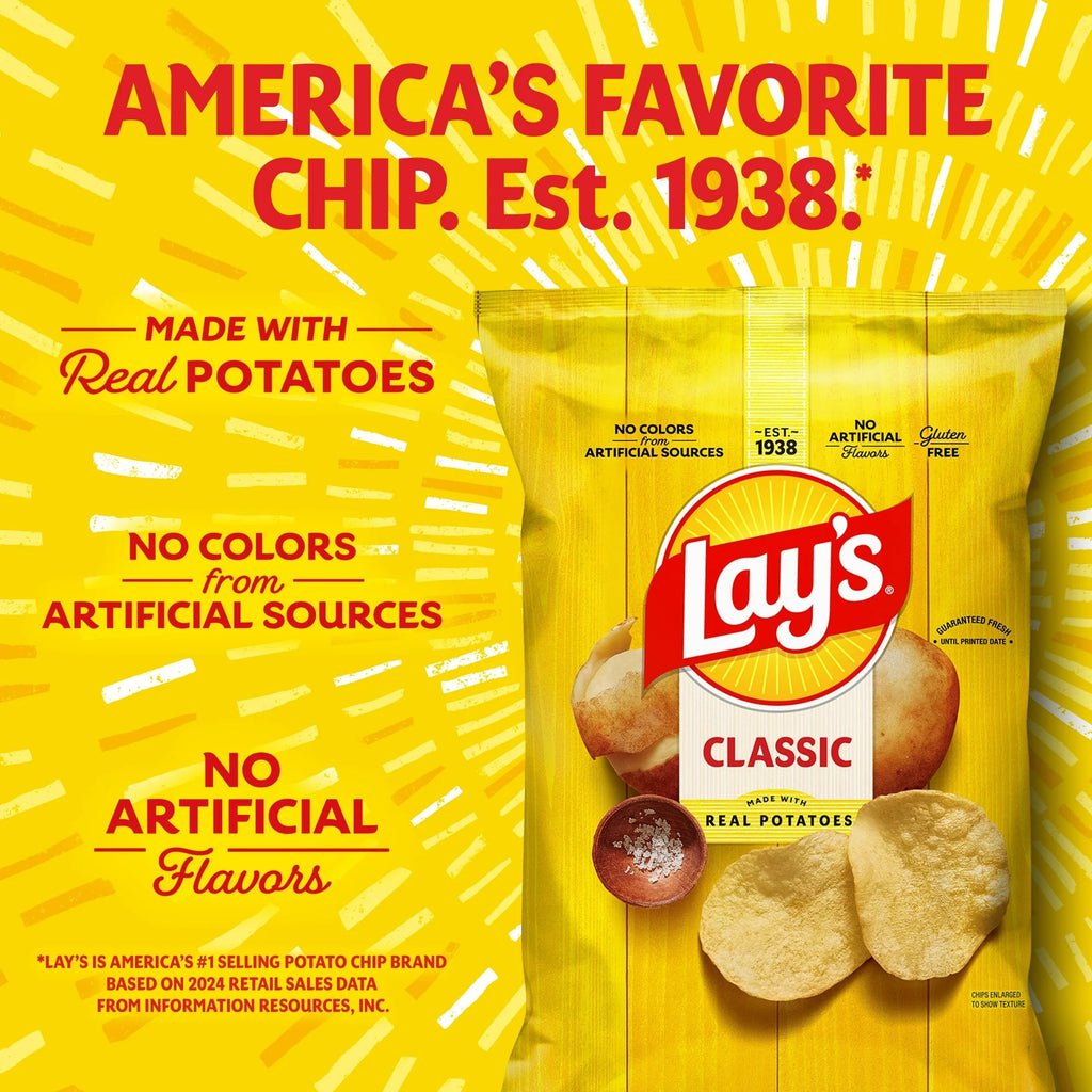 Lay's Classic Potato Chips Snacks, 2.5 oz Bag