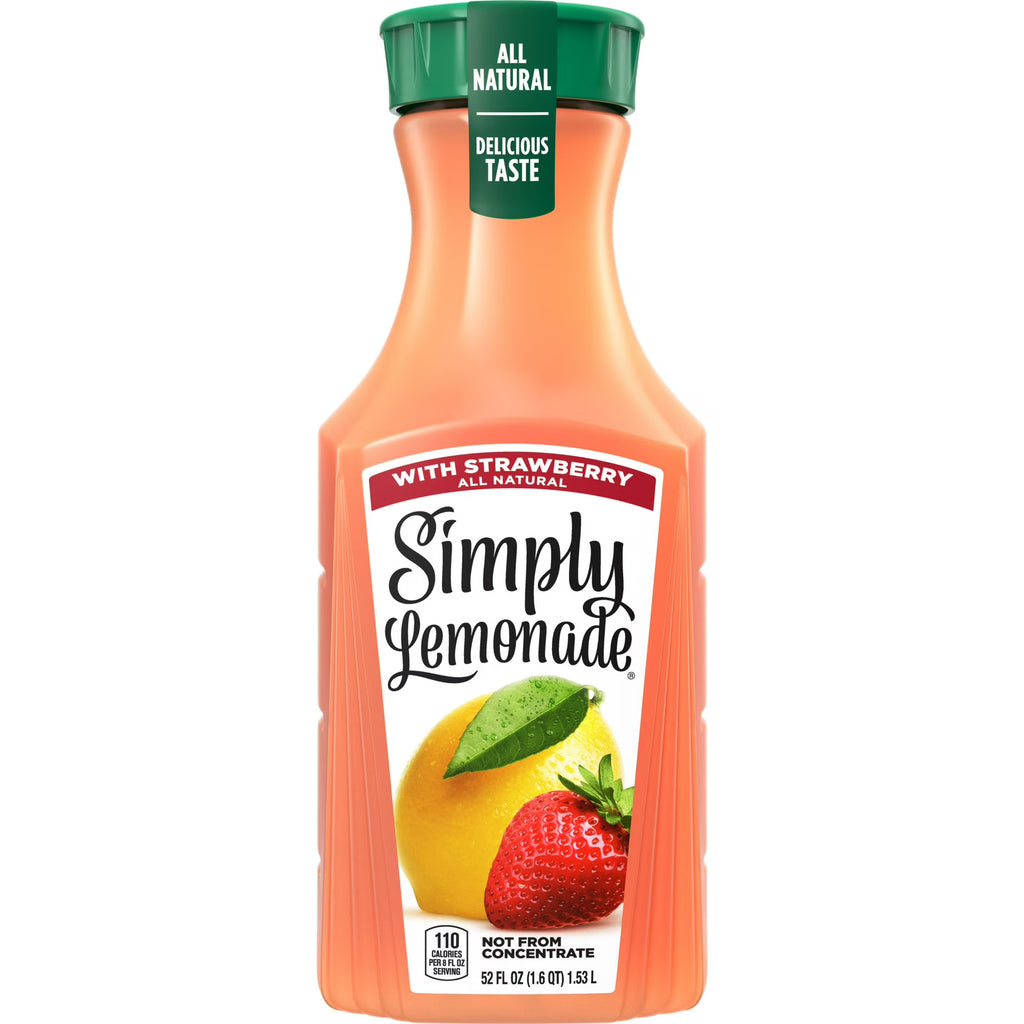 Simply Non GMO All Natural Strawberry Lemonade Juice 52 fl oz Bottle