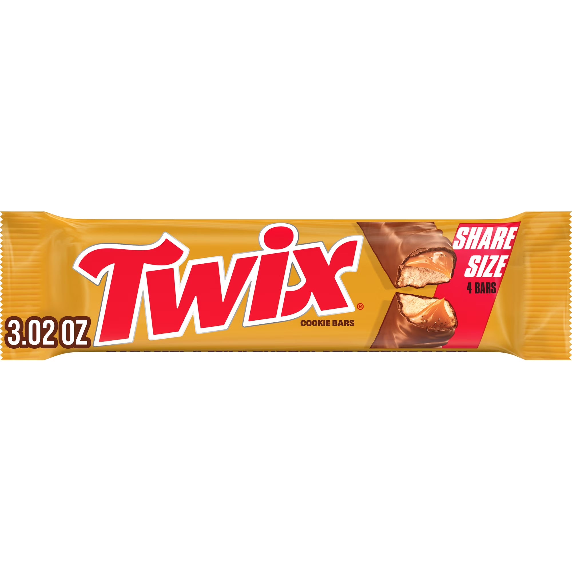 Twix Milk Chocolate Caramel Cookie Candy Bars, Share Size - 3.02 oz Pack