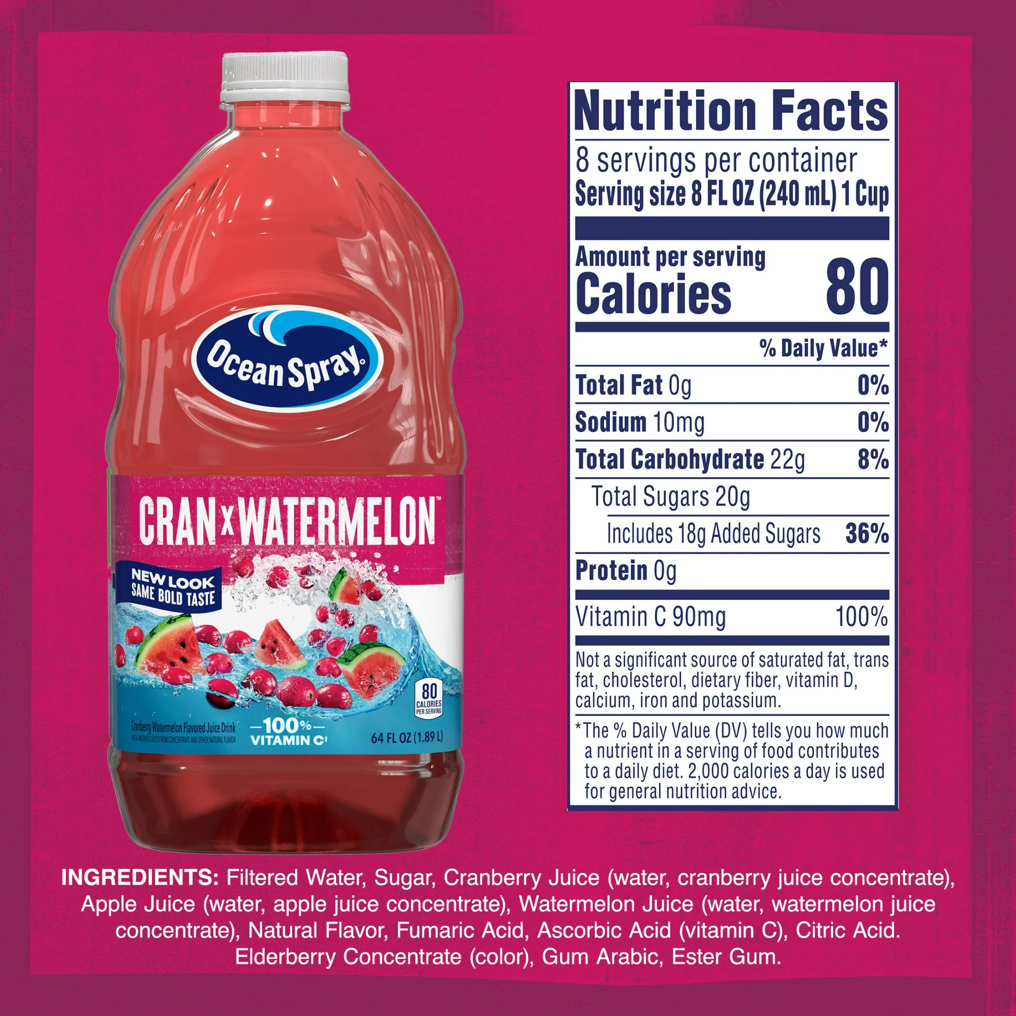 Ocean Spray Cran Watermelon Cranberry Watermelon Juice Drink 64 oz
