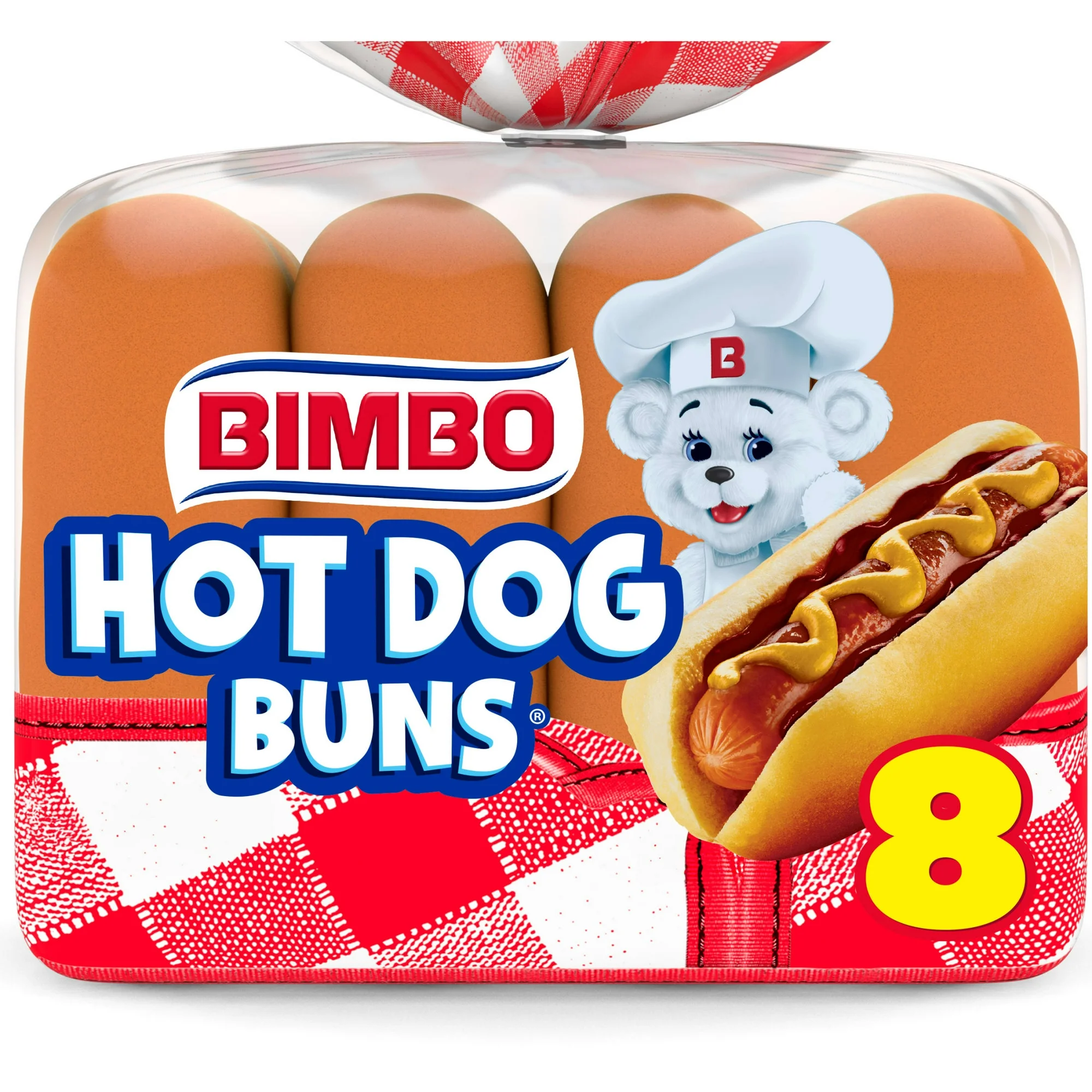 Bimbo White Hot Dog Buns 8 count 14 oz Bag