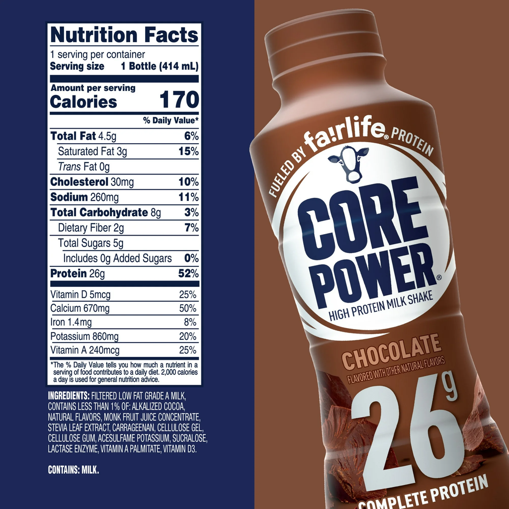 Core Power Protein Shake with 26g Protein by fairlife Milk Chocolate 14 fl oz