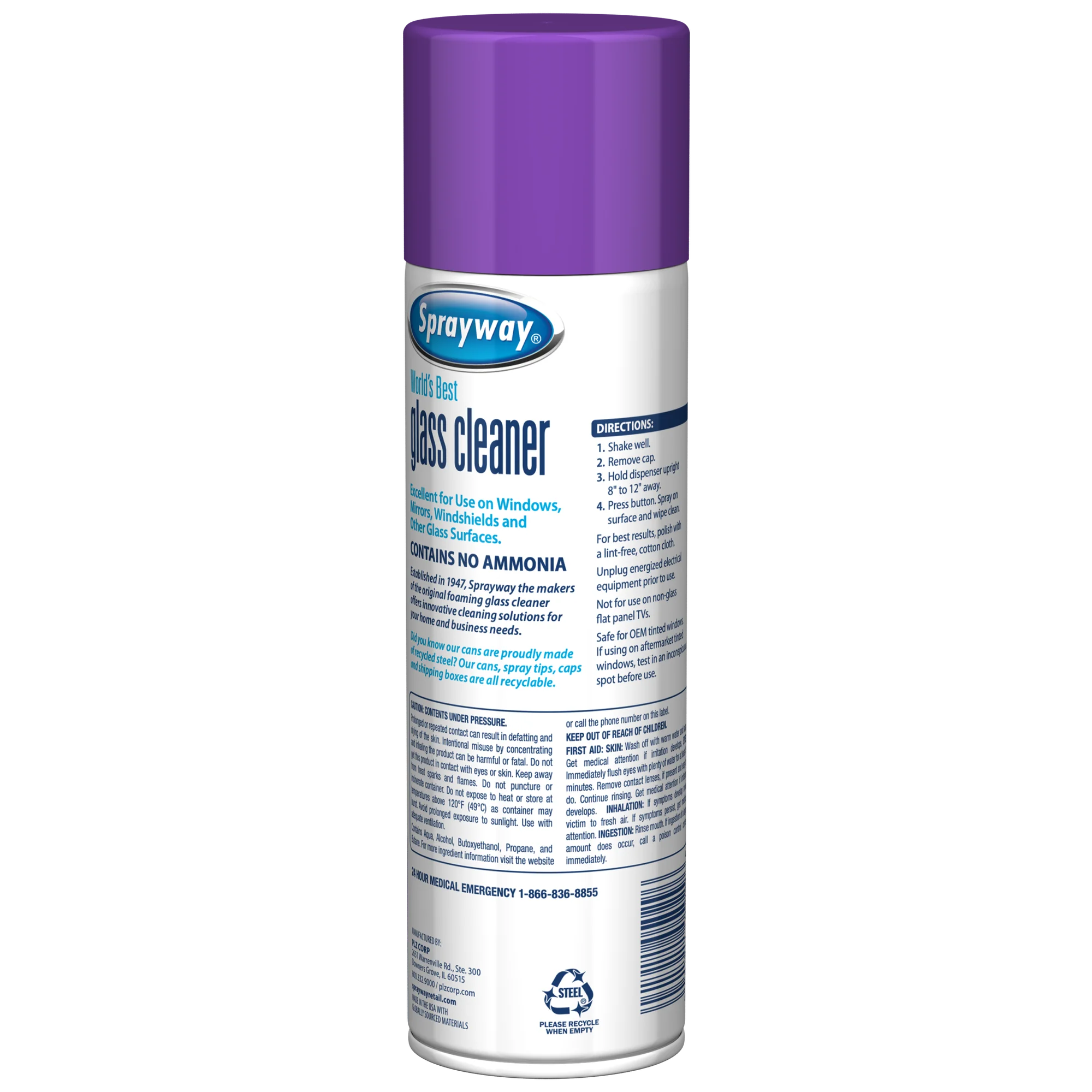 Sprayway Glass Cleaner Lavender Scent 19 oz Aerosol Spray Streakless Shine