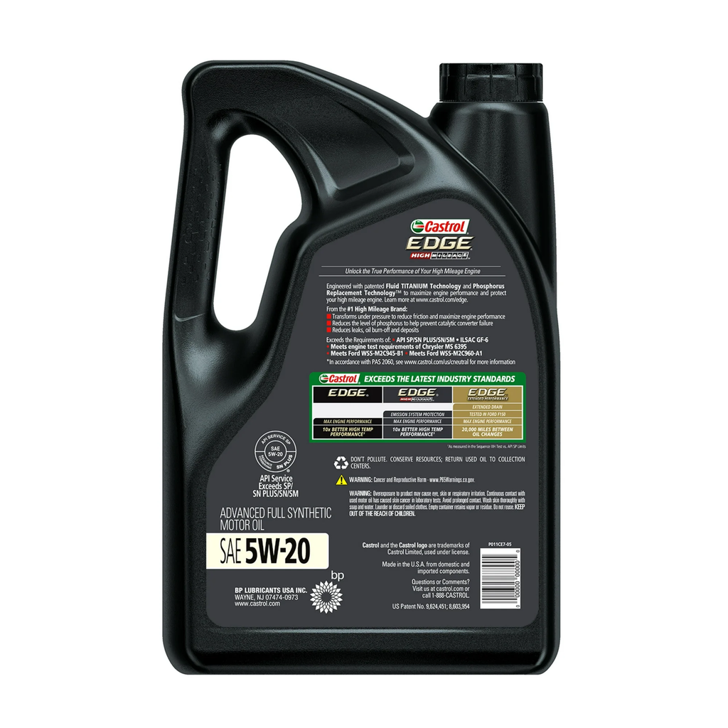 Castrol EDGE High Mileage 5W-20 Advanced Full Synthetic Motor Oil 5 Quarts