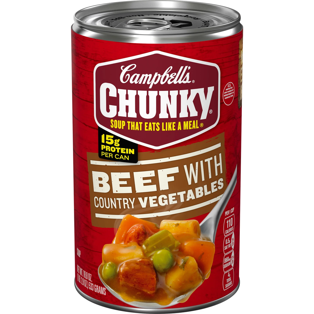 Campbell’s Chunky Soup Ready to Serve Beef Soup with Country Vegetables 18.8 oz Can