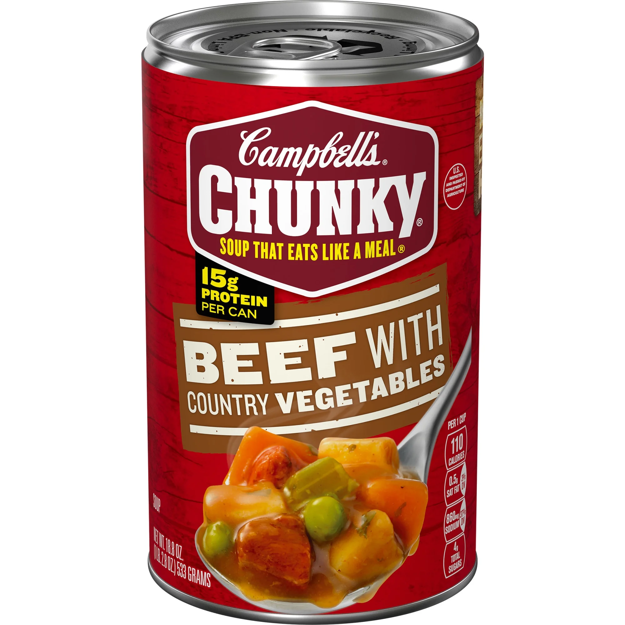 Campbell’s Chunky Soup Ready to Serve Beef Soup with Country Vegetables 18.8 oz Can