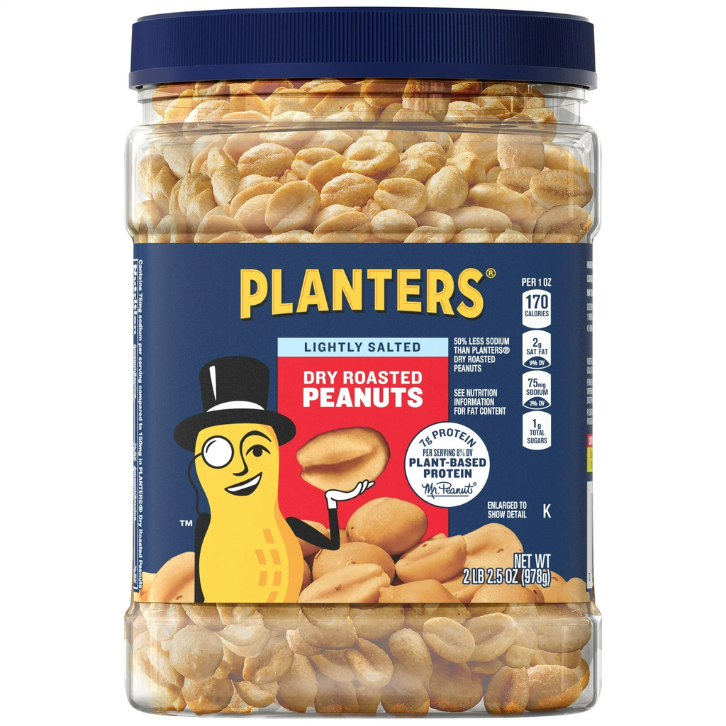 PLANTERS Lightly Salted Dry Roasted Peanuts 2.16 lb Canister