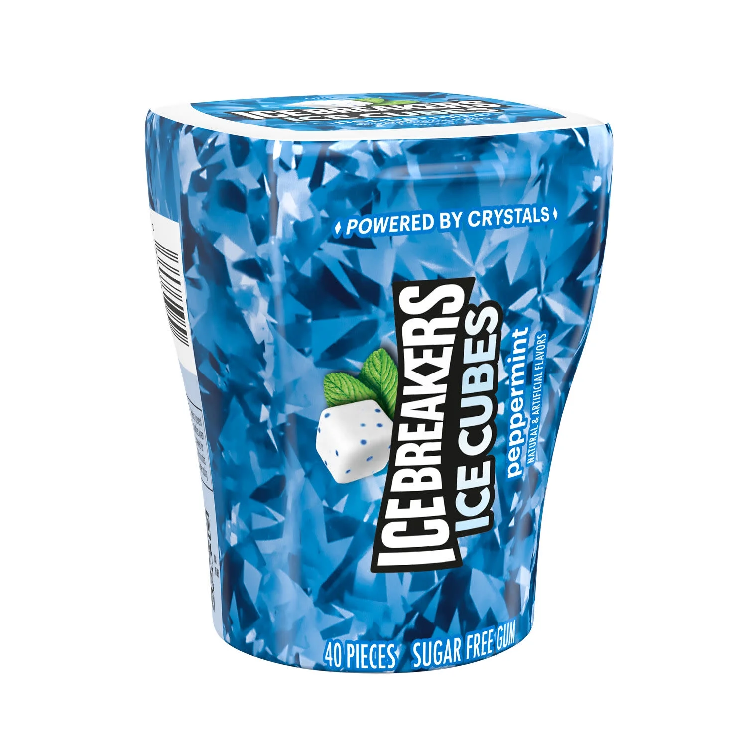 Ice Breakers Ice Cubes Peppermint Flavored Sugar Free Chewing Gum Bottle 3.24 oz 40 Pieces
