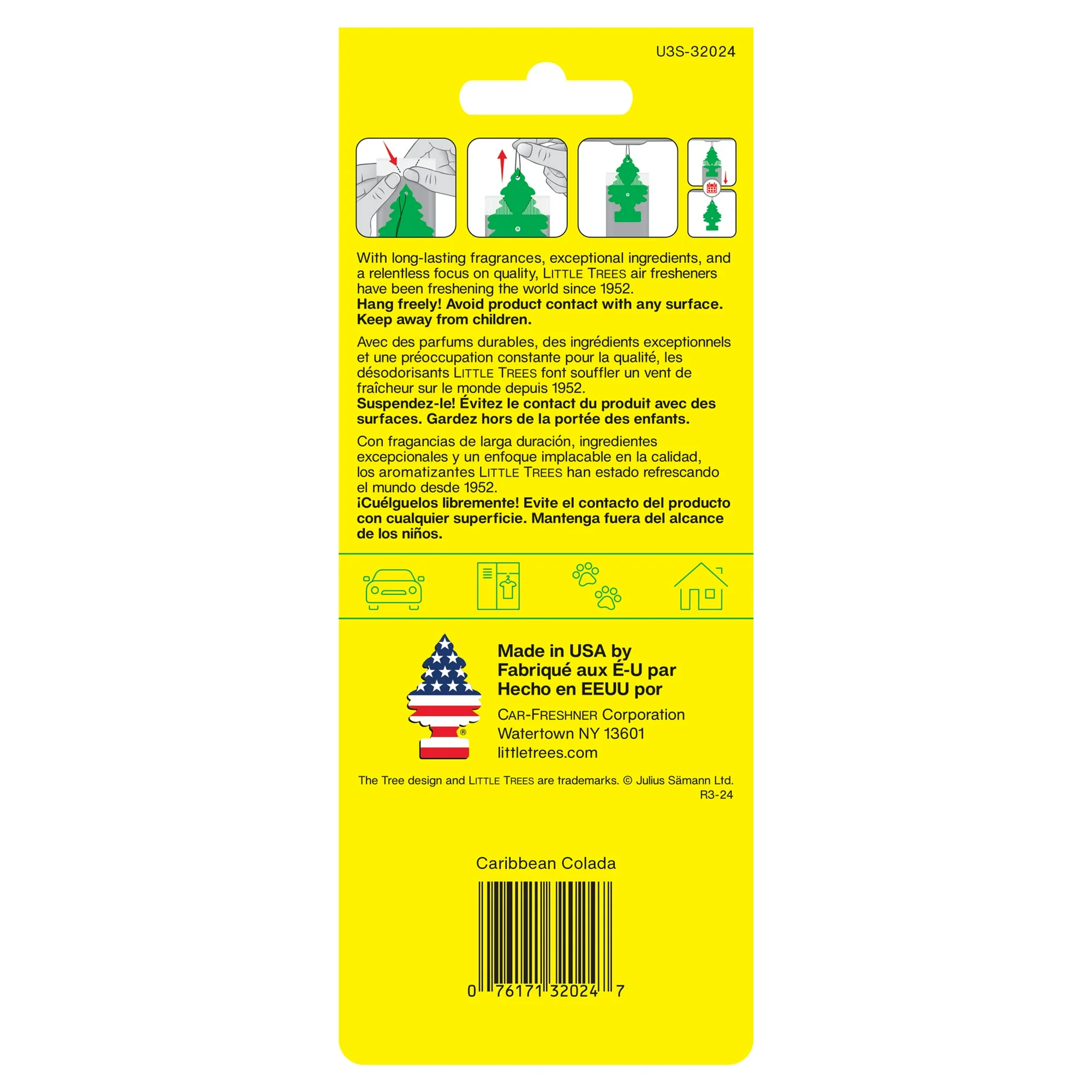 Little Trees Air Freshener Caribbean Colada Fragrance 3-Pack