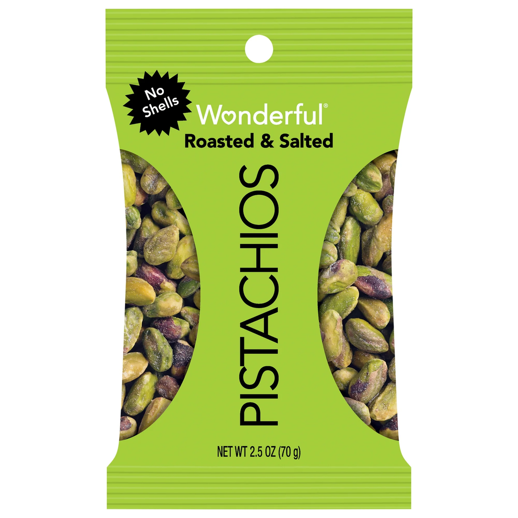 Wonderful Pistachios No Shells Roasted & Salted Nuts 2.5 Ounce Bag