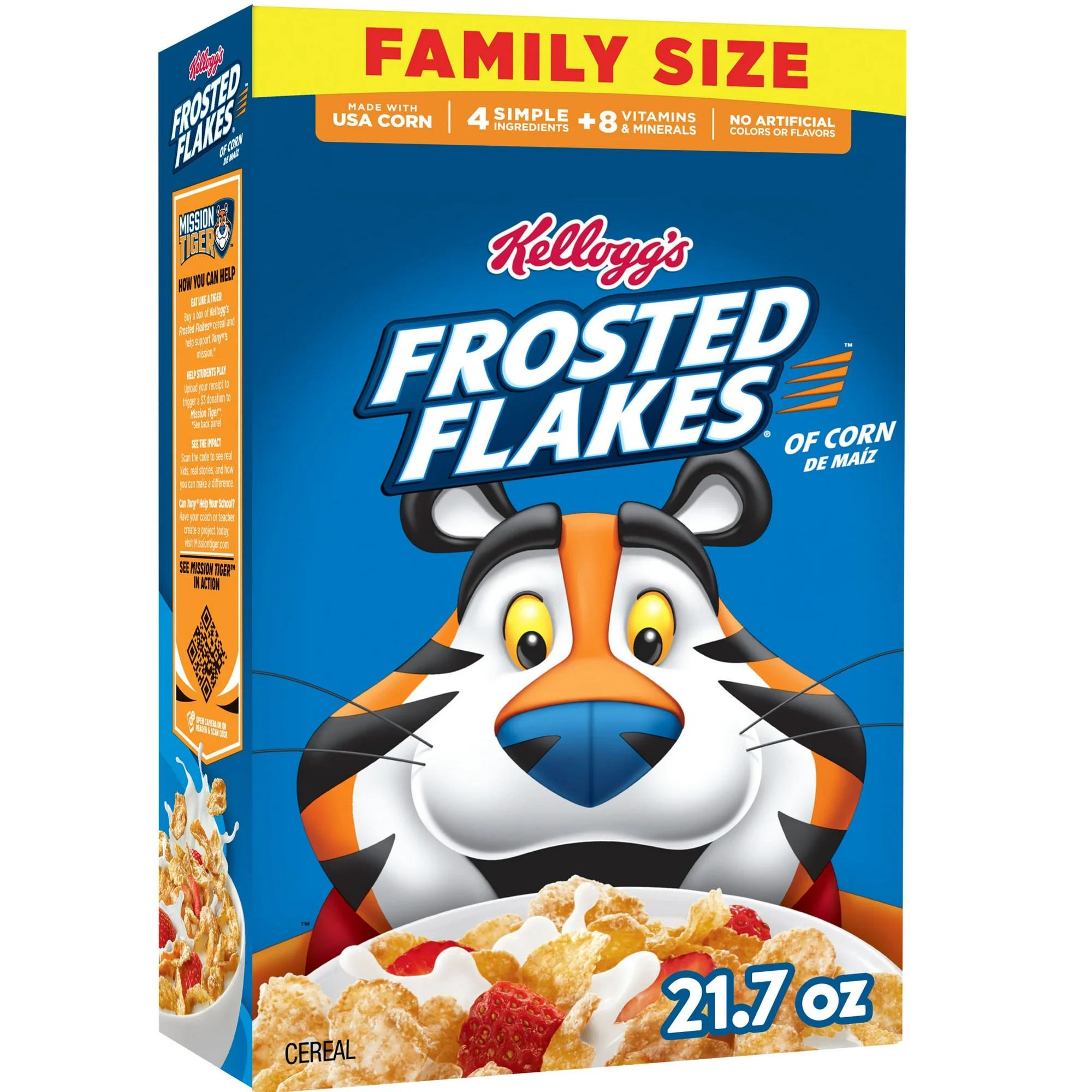 Kellogg's Frosted Flakes Breakfast Cereal Fat Free Family Size 21.7 oz