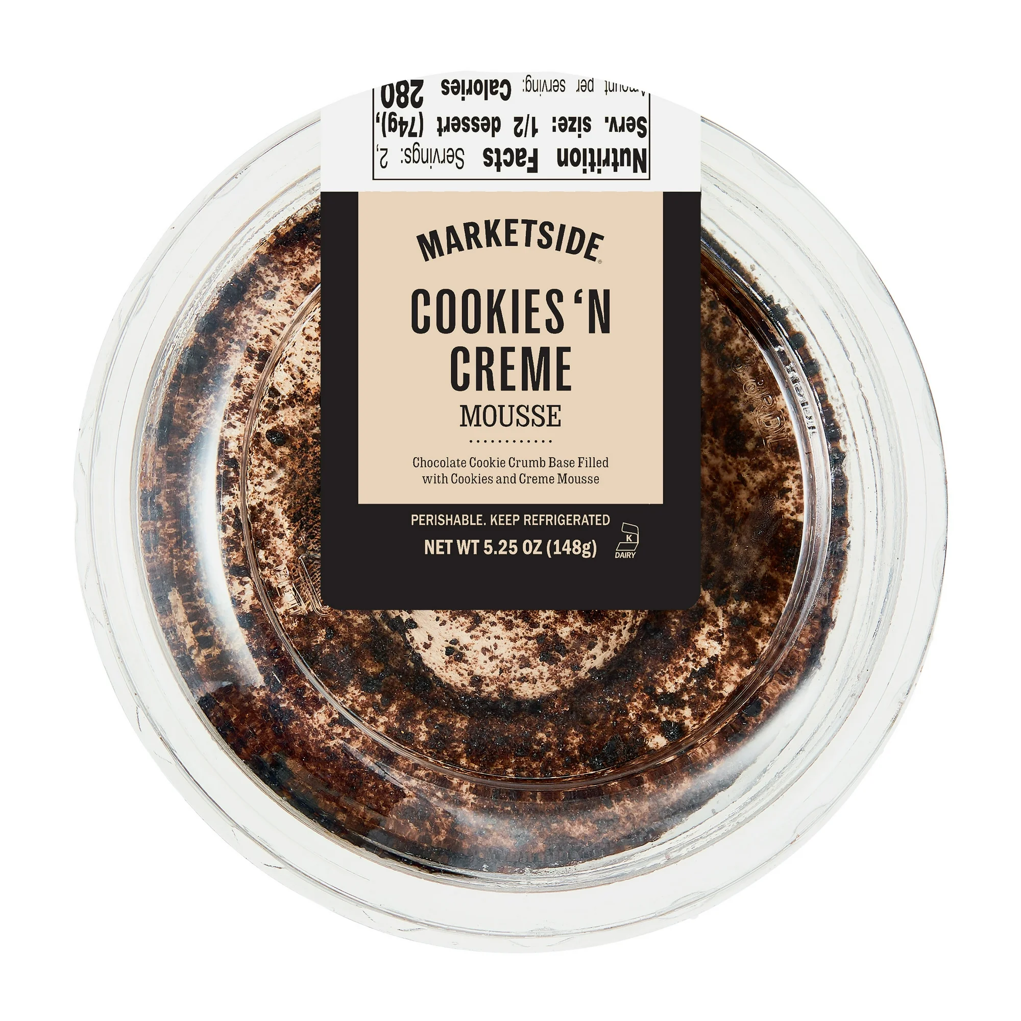 Chocolate Cookies 'n Crème Mousse Dessert Cup Cookie Piece Topping Creamy, 5.25 oz (Refrigerated)