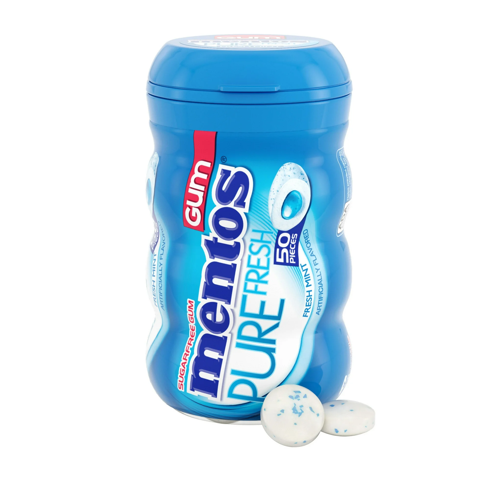 Mentos Pure Fresh Sugar-Free Fresh Mint Chewing Gum 50 Count Bottle