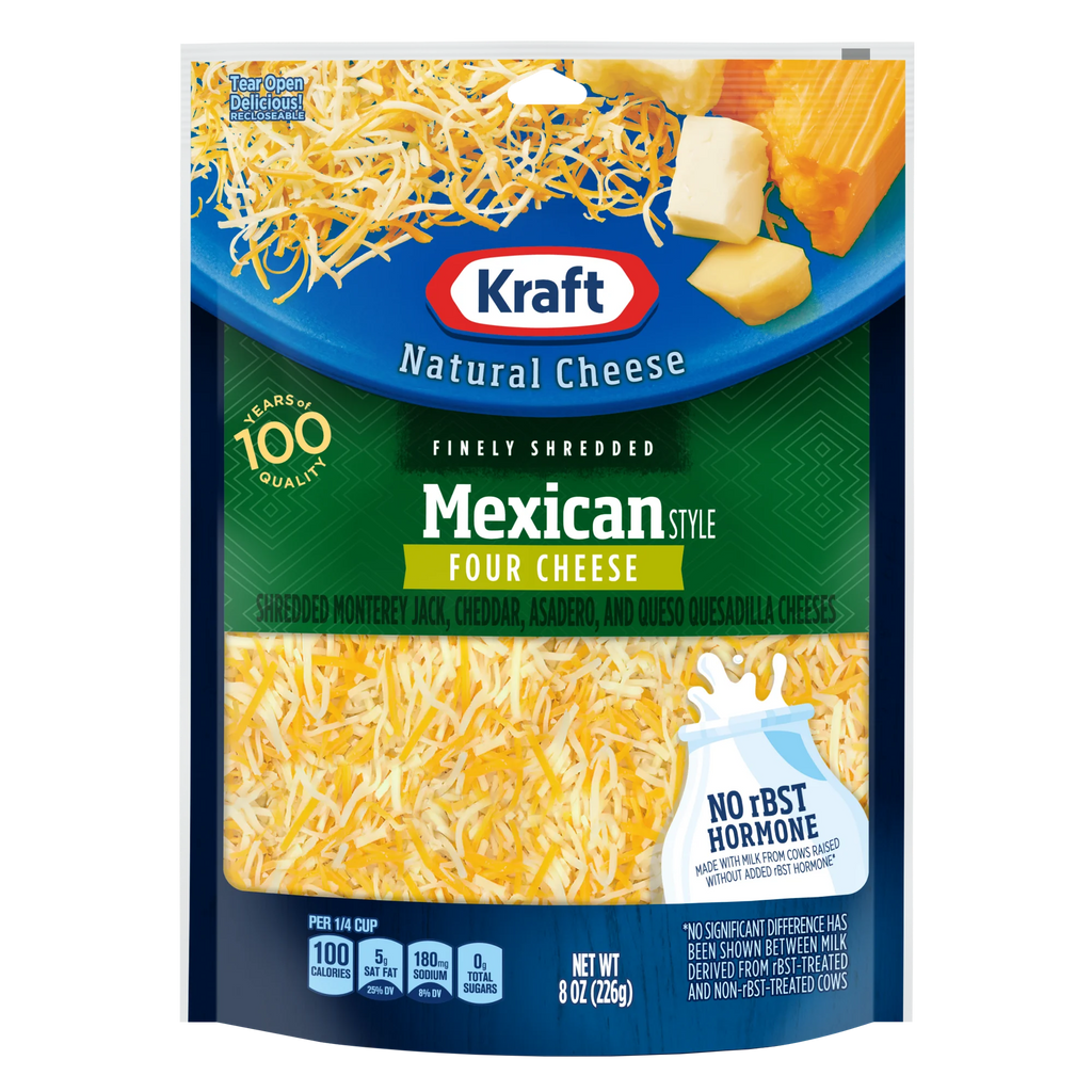 Kraft Mexican Style Four Cheese Finely Shredded Cheese 8 oz Bag