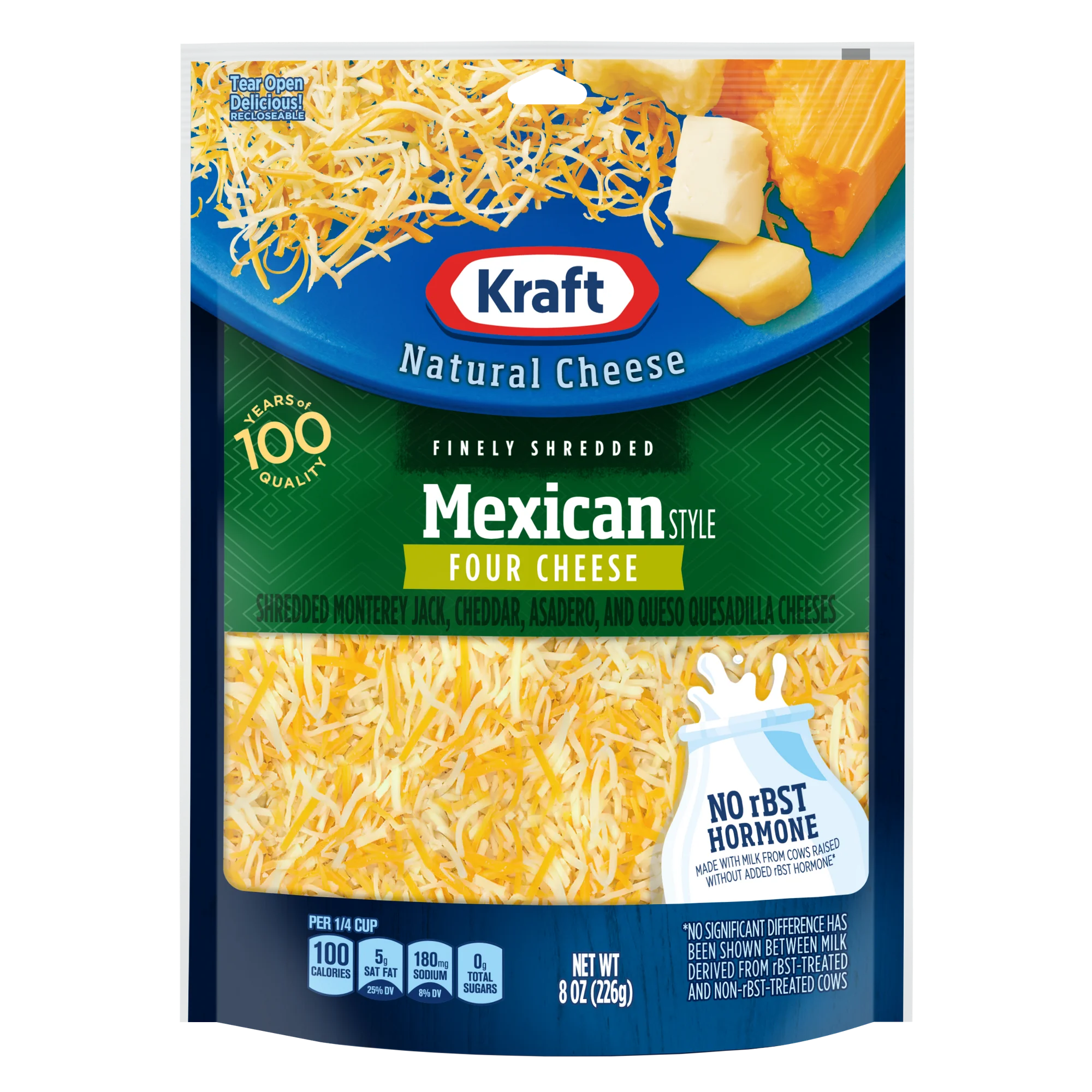 Kraft Mexican Style Four Cheese Finely Shredded Cheese 8 oz Bag