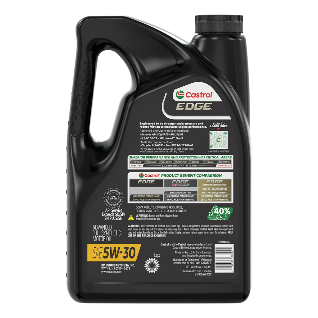 Castrol EDGE 5W-30 Advanced Full Synthetic Motor Oil 5 Quarts