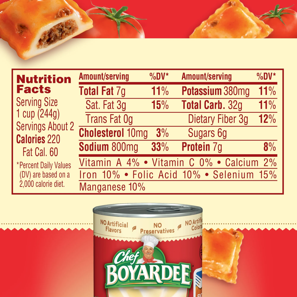 Chef Boyardee Mini Ravioli Beef Ravioli in Pasta Sauce Ready-to-Eat Meal 15 oz. Can