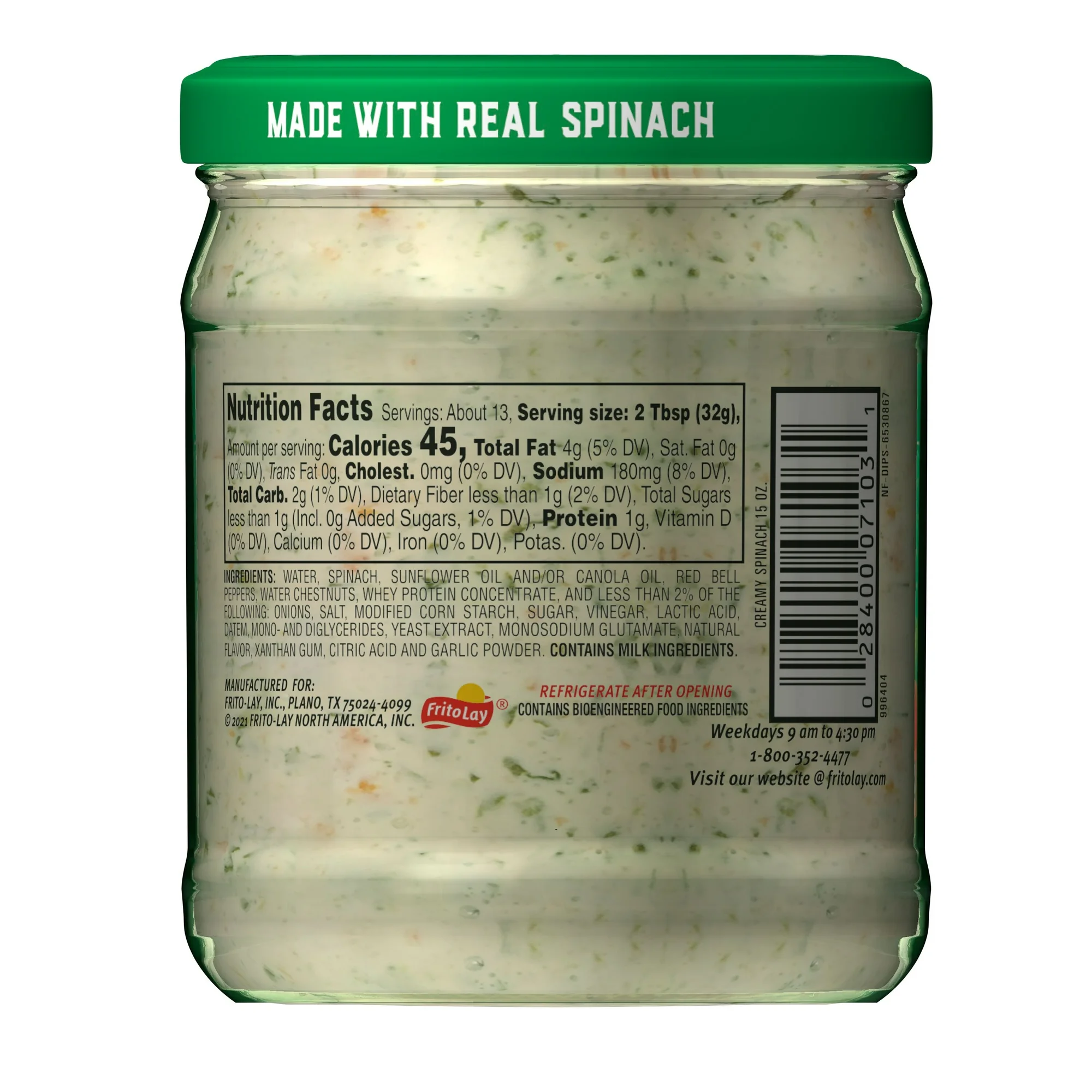 Tostitos Creamy Spinach Dip 15 oz Jar Ready-to-Serve