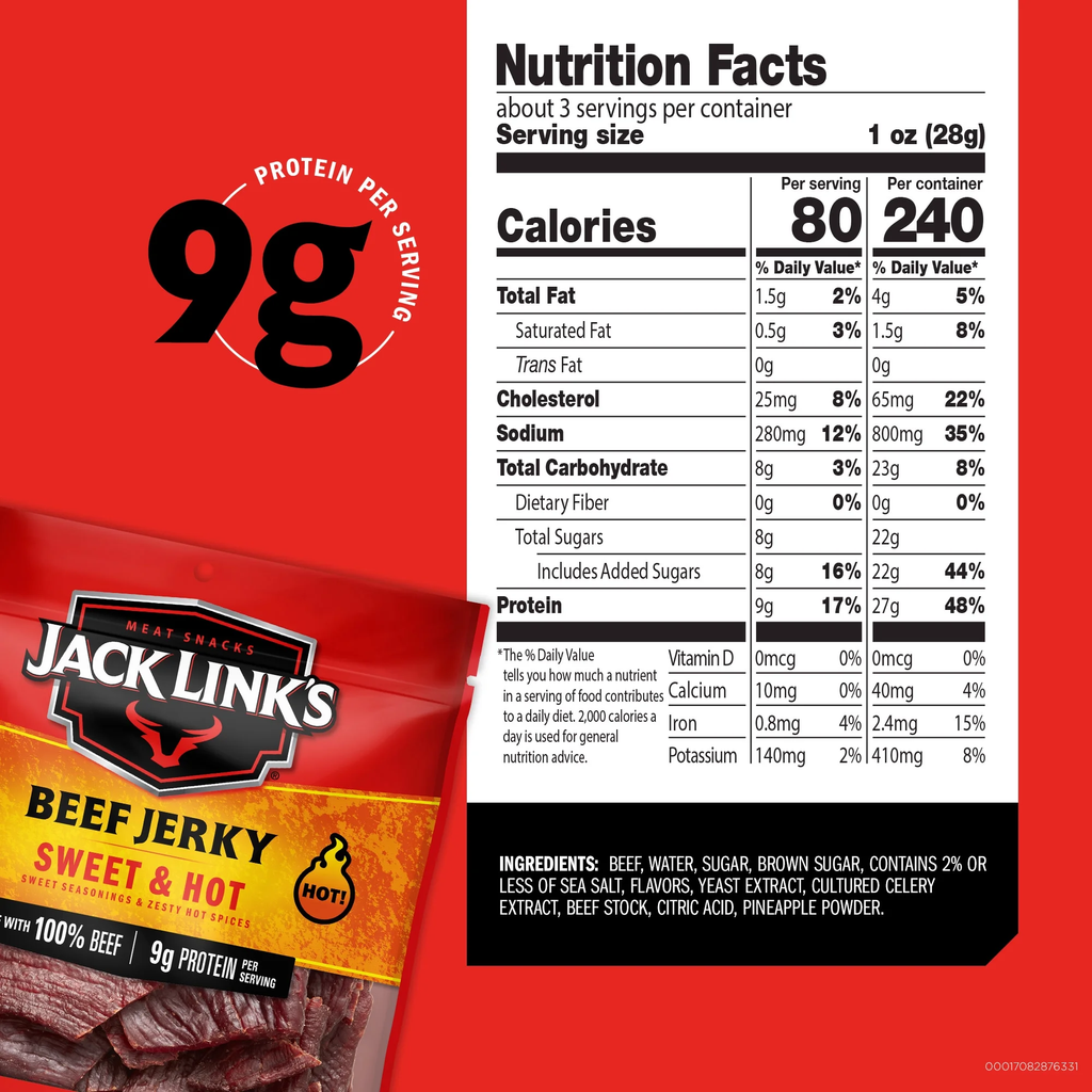 Jack Link’s Beef Jerky Sweet & Hot 2.85 oz Bag