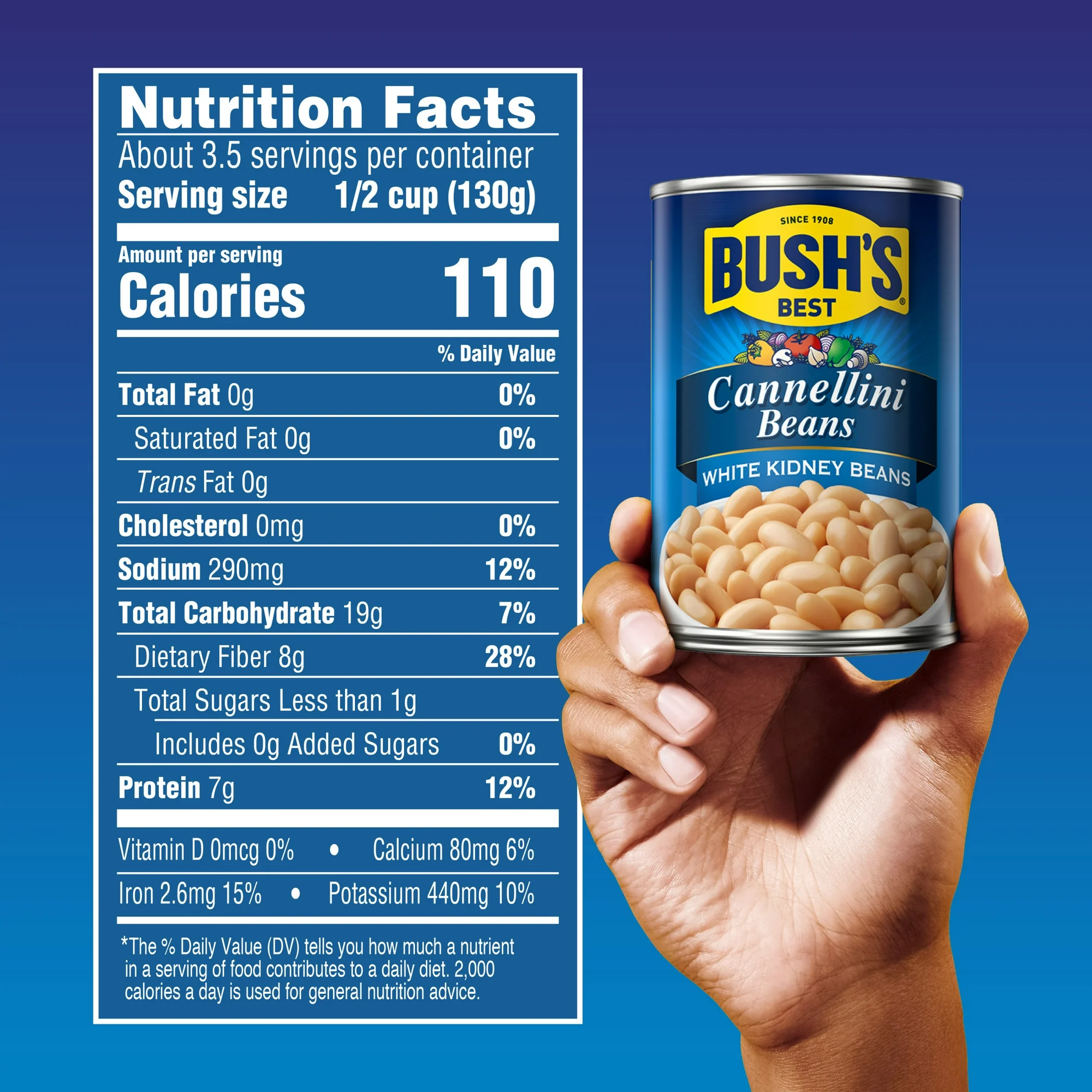 Bush's Cannellini Beans Canned White Kidney Beans 15.5 oz Can