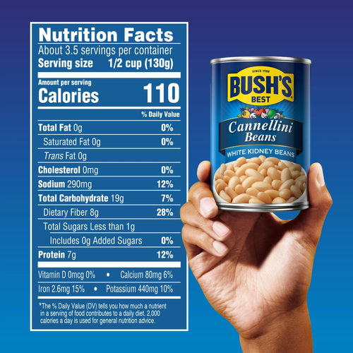Bush's Cannellini Beans Canned White Kidney Beans 15.5 oz Can