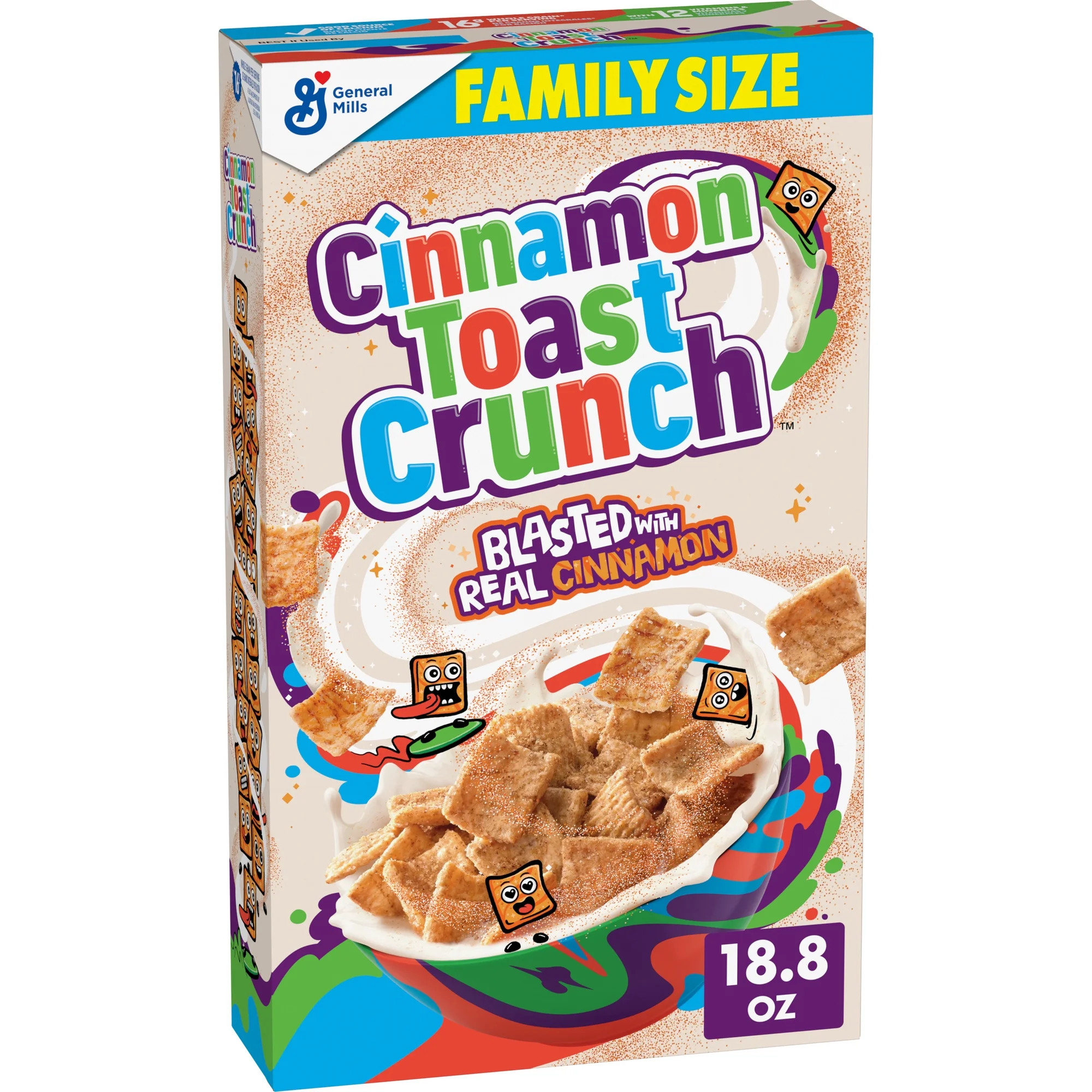 Cinnamon Toast Crunch Breakfast Cereal Crispy Cinnamon Cereal Family Size 18.8 oz