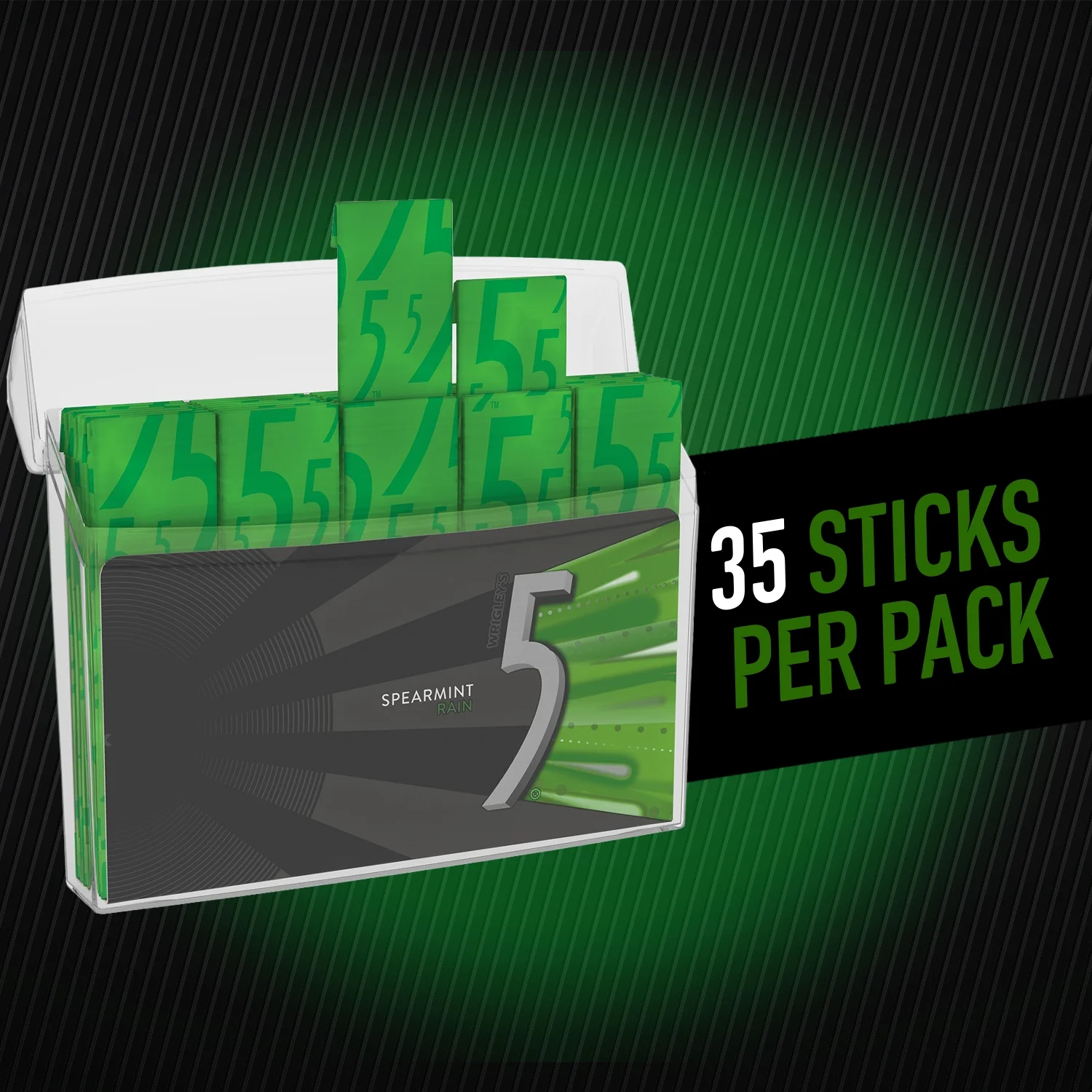 5 Gum Spearmint Rain Sugar Free Chewing Gum 35 Stick Pack