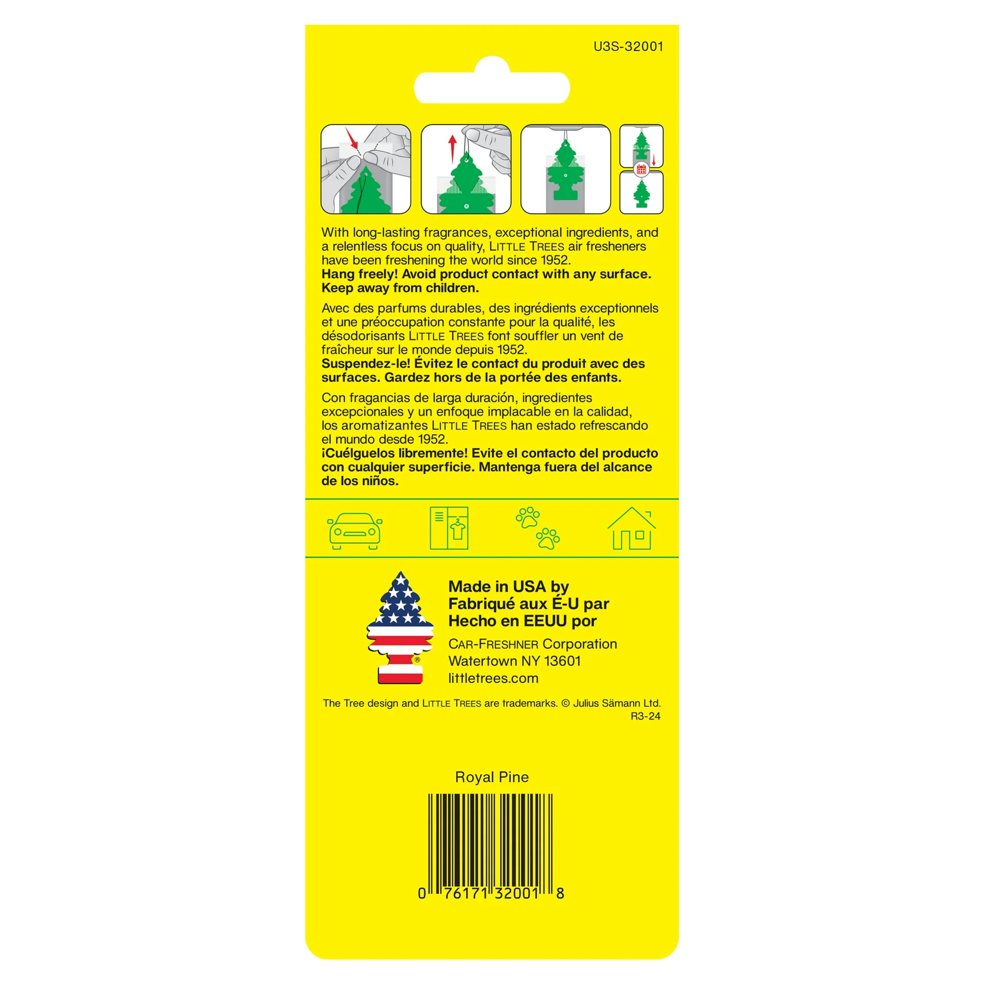 Little Trees Air Freshener Royal Pine Fragrance 3-Pack