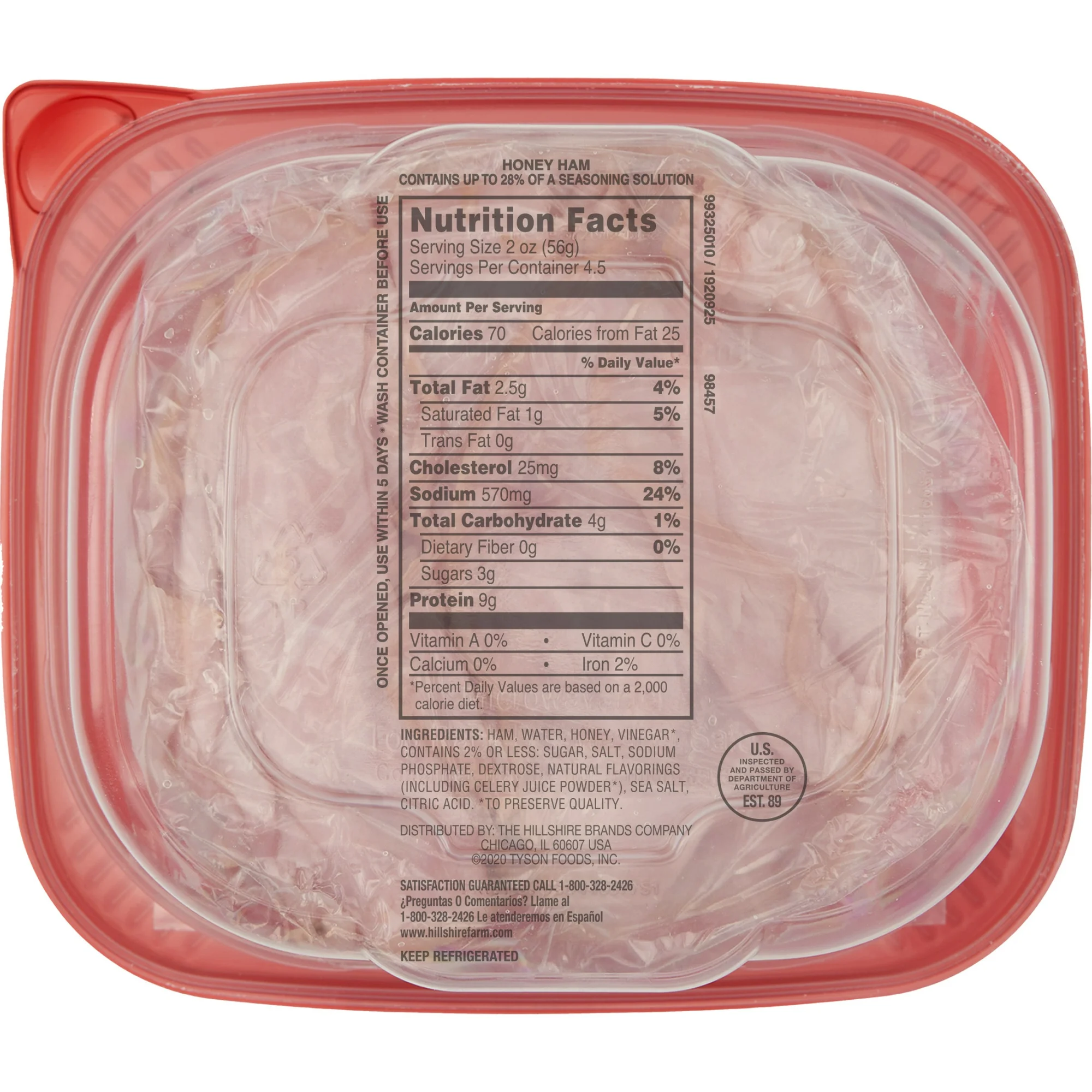 Hillshire Farm Ultra Thin Honey Ham Lunchmeat 9 oz Plastic Tub Refrigerated