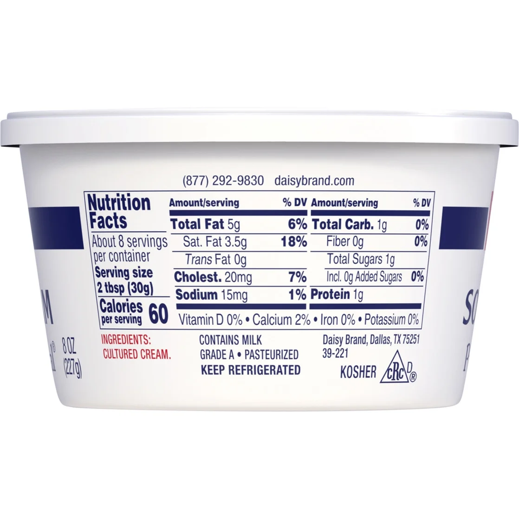 Daisy Pure and Natural Sour Cream 8 oz Tub