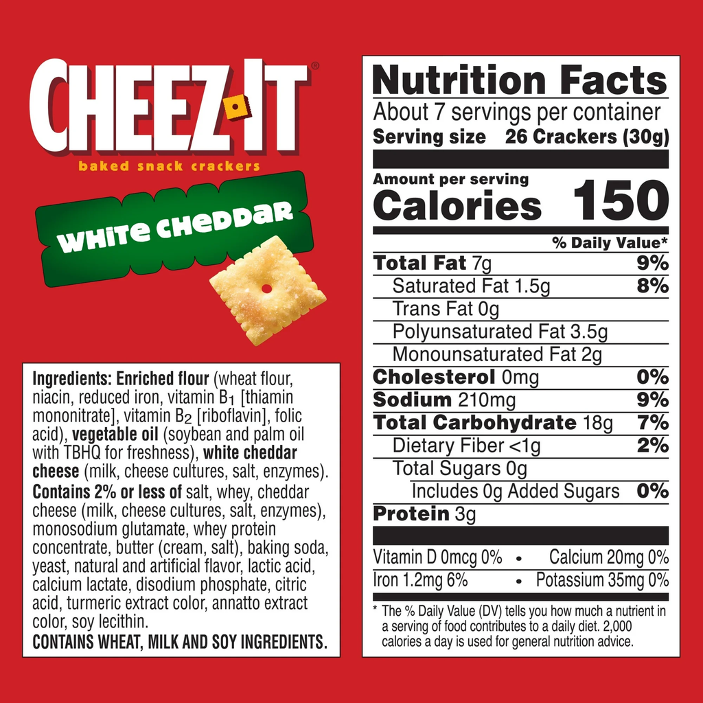 Cheez-It White Cheddar Cheese Crackers Baked Snack Crackers 7 oz