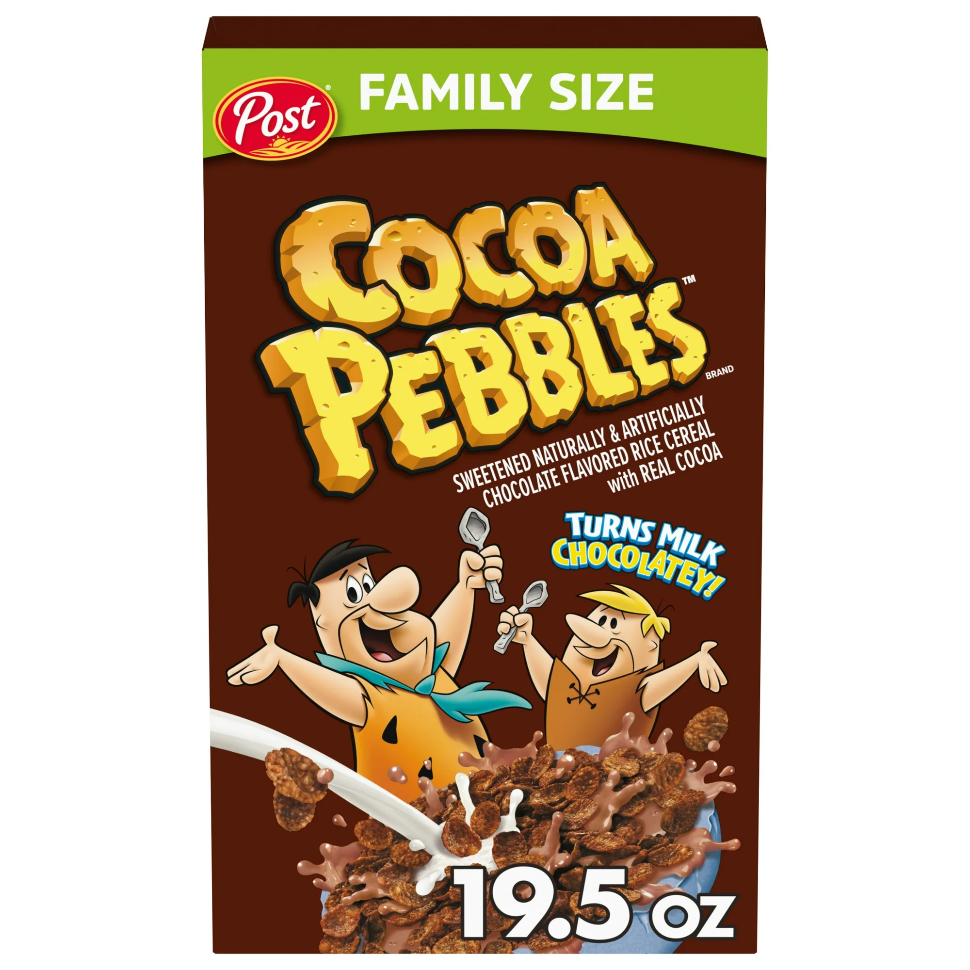 Post Cocoa PEBBLES Breakfast Cereal Gluten Free & Chocolatey Family Size Box 19.5 oz