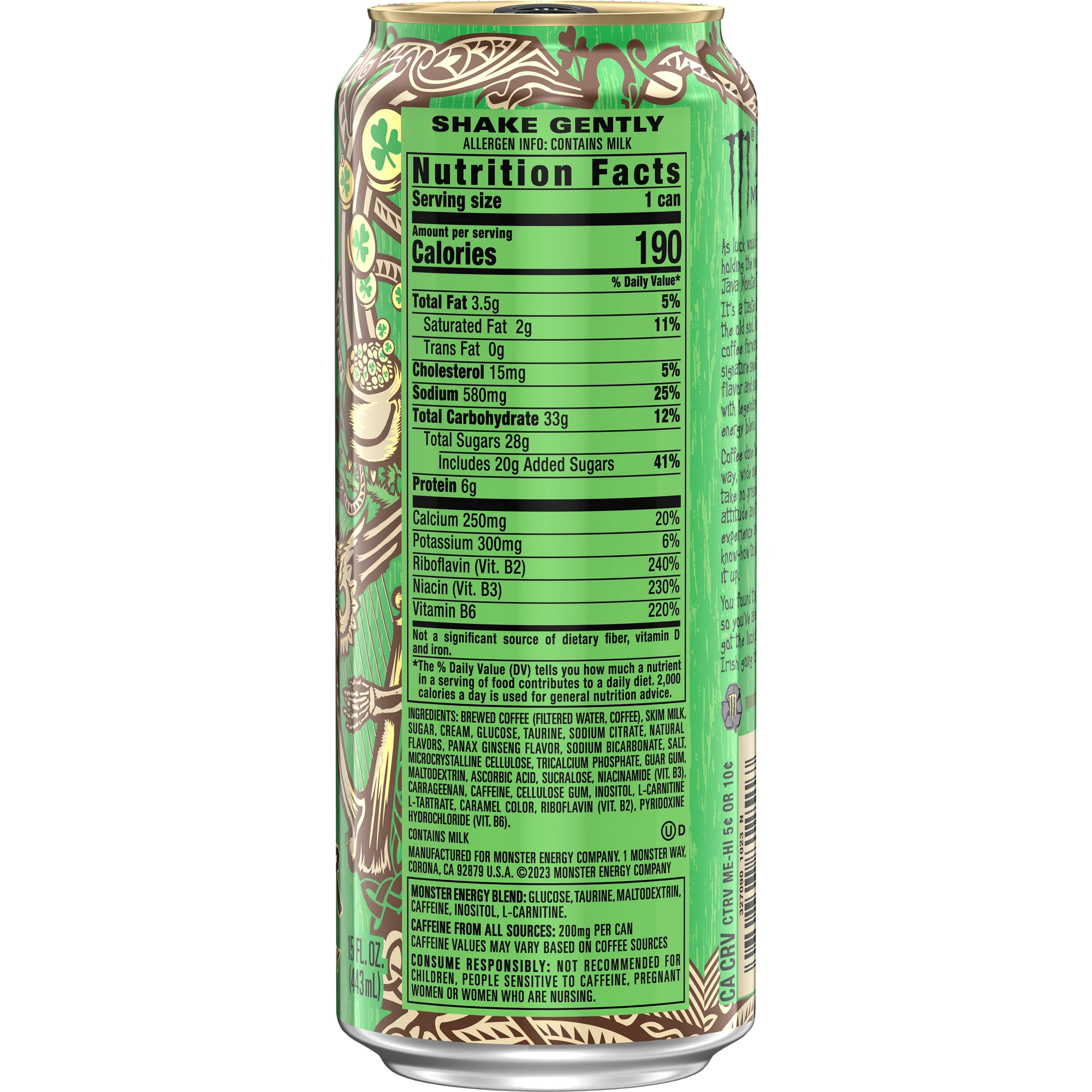 Monster Energy Java Irish Blend Energy Coffee Drink 15 oz