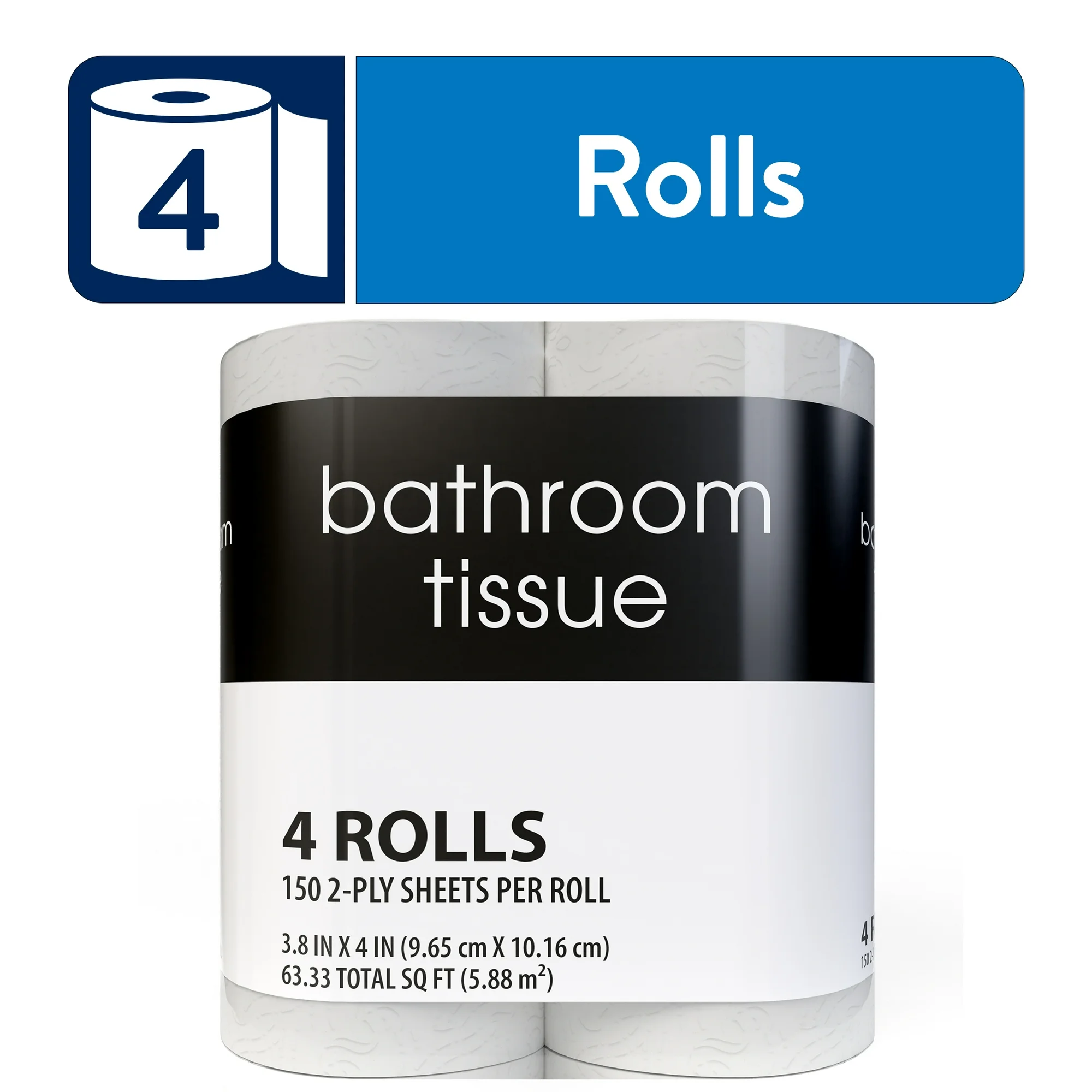 Toilet Paper 4 Rolls 150 2-Ply Sheets per Roll