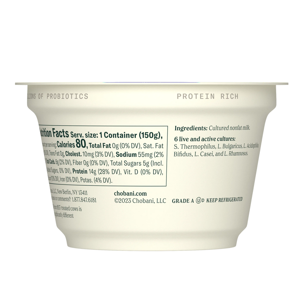 Chobani Nonfat Plain Greek Yogurt 5.3 oz Cup