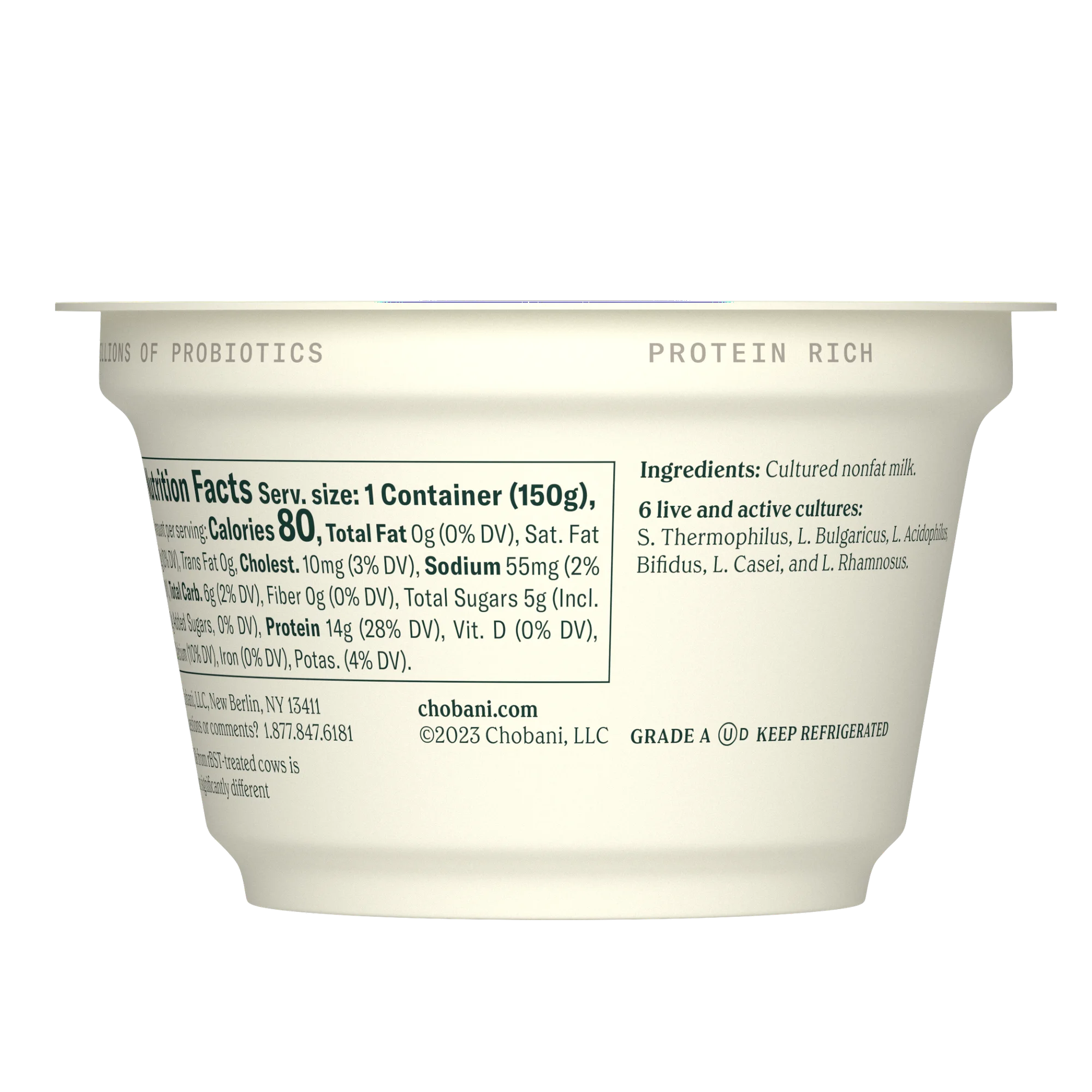 Chobani Nonfat Plain Greek Yogurt 5.3 oz Cup