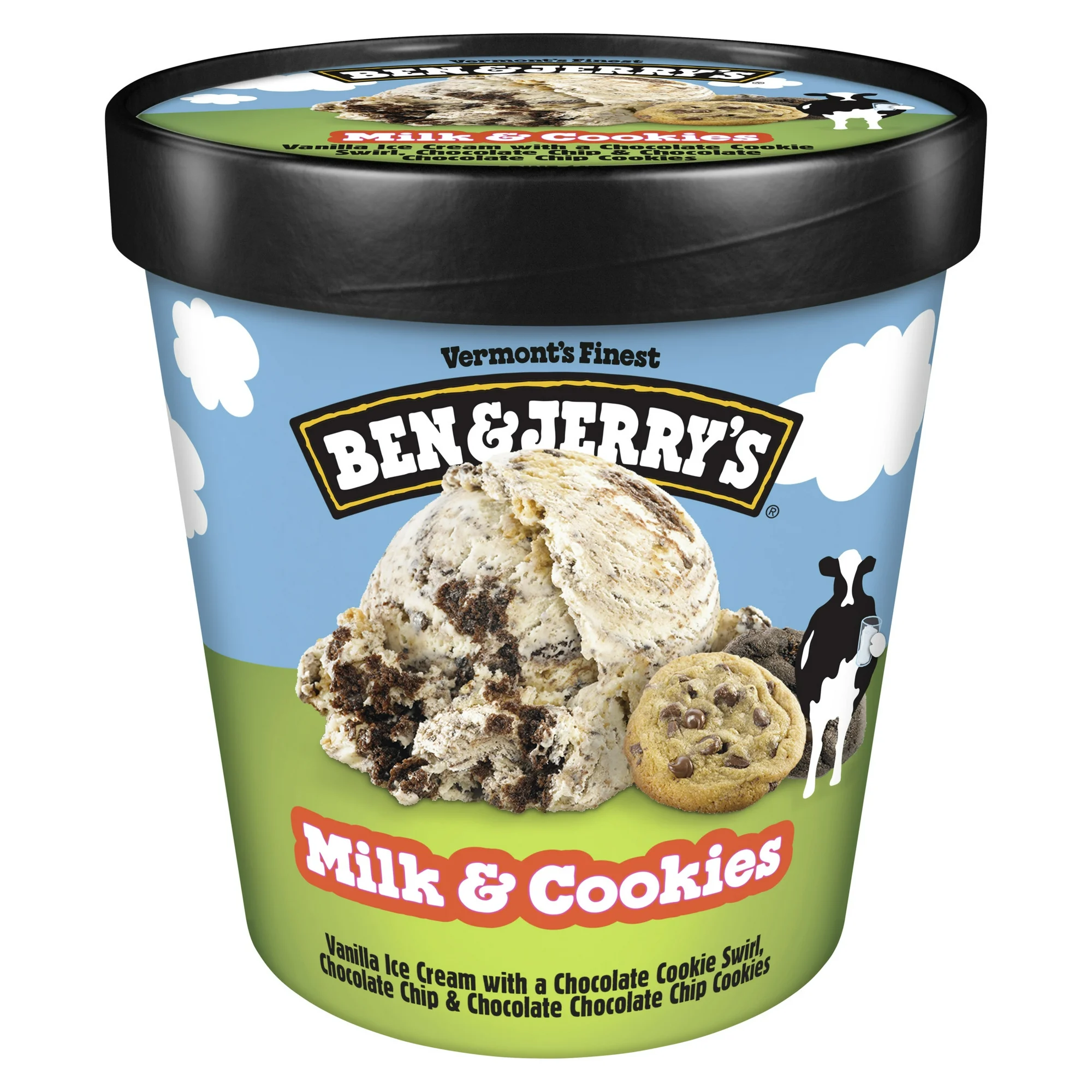 Ben & Jerry's Milk & Cookies Vanilla Ice Cream Cookie Dough Ice Cream Pint 16 fl oz