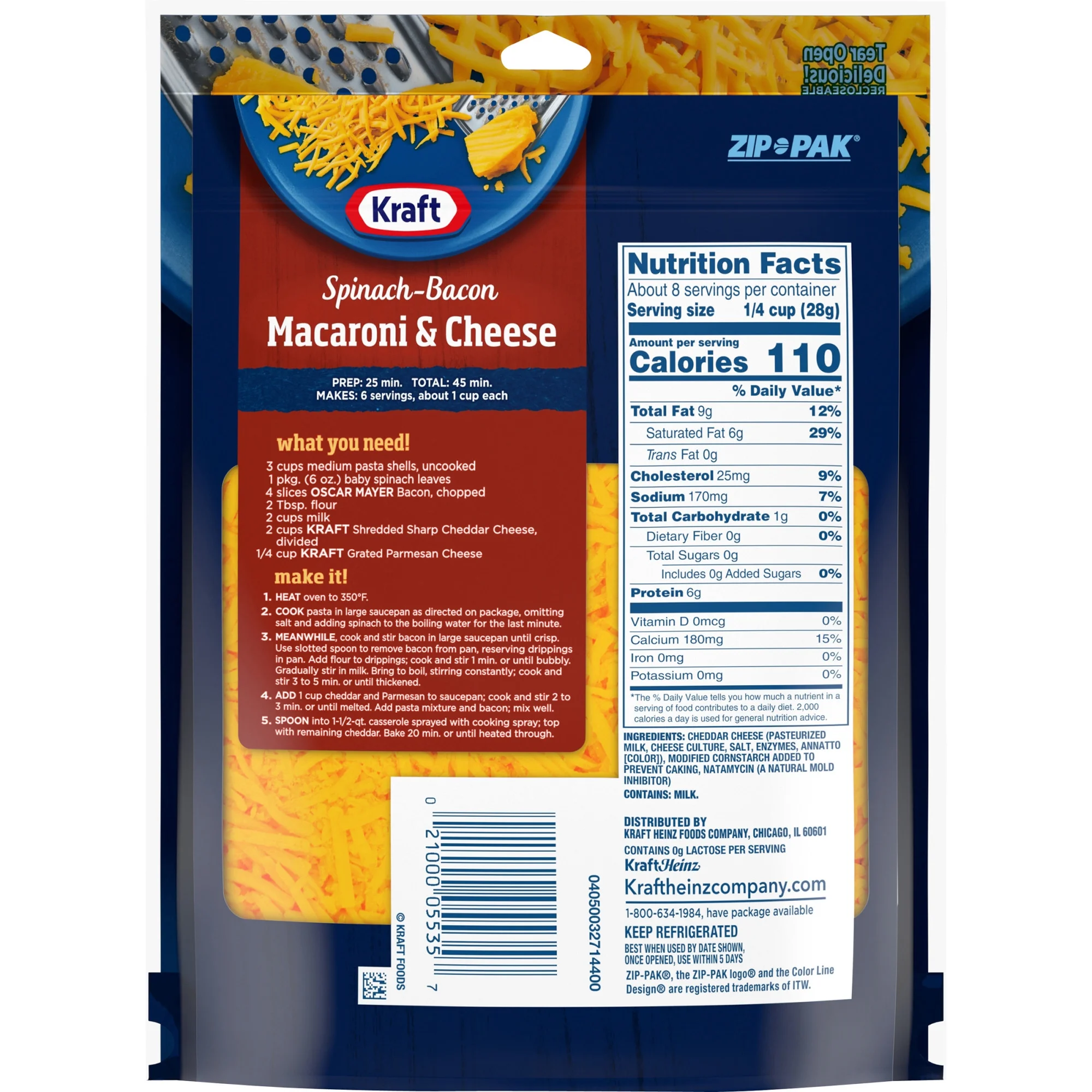 Kraft Sharp Cheddar Shredded Cheese 8 oz Bag