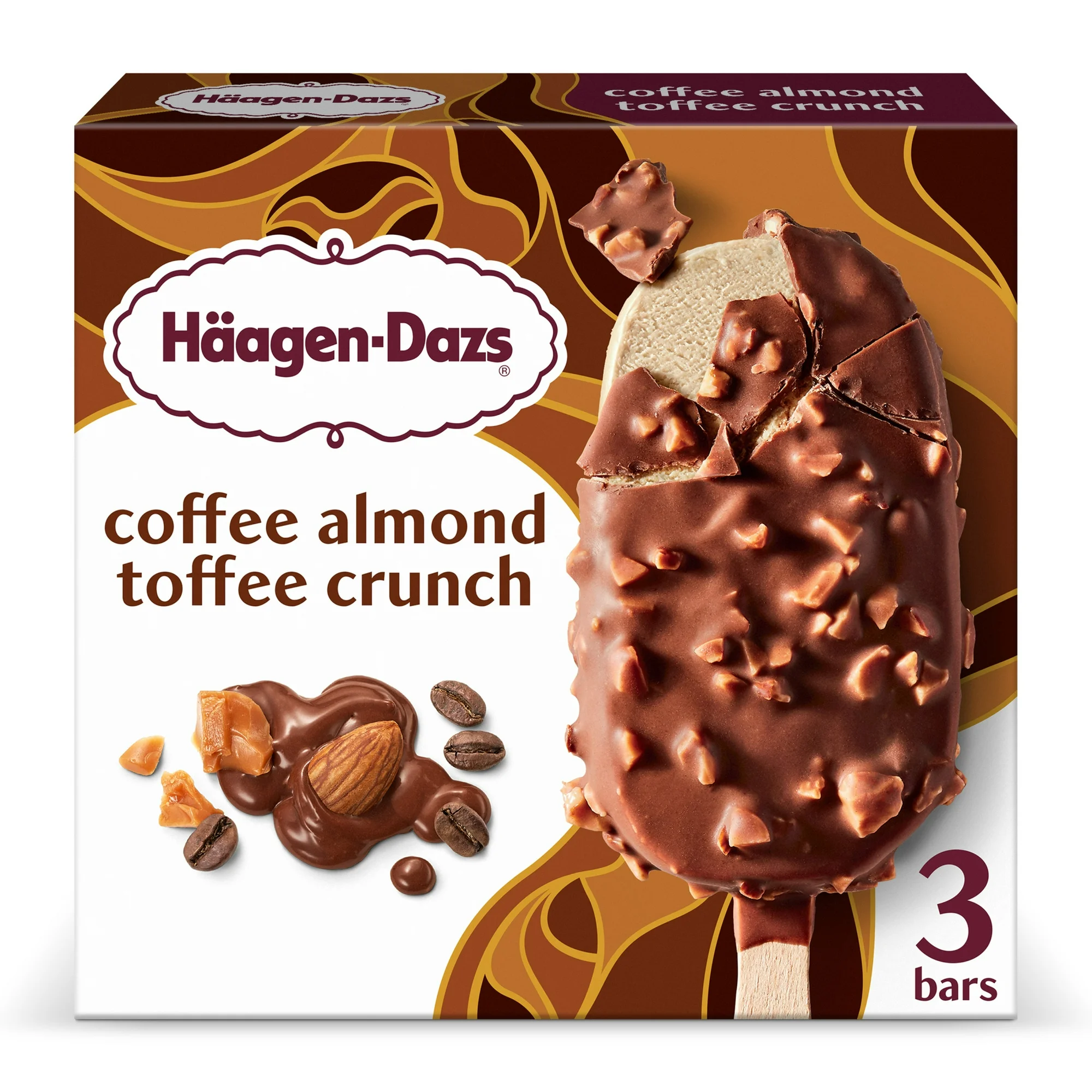 Haagen Dazs Coffee Almond Toffee Crunch Ice Cream Snack Bars Gluten Free 3 Count
