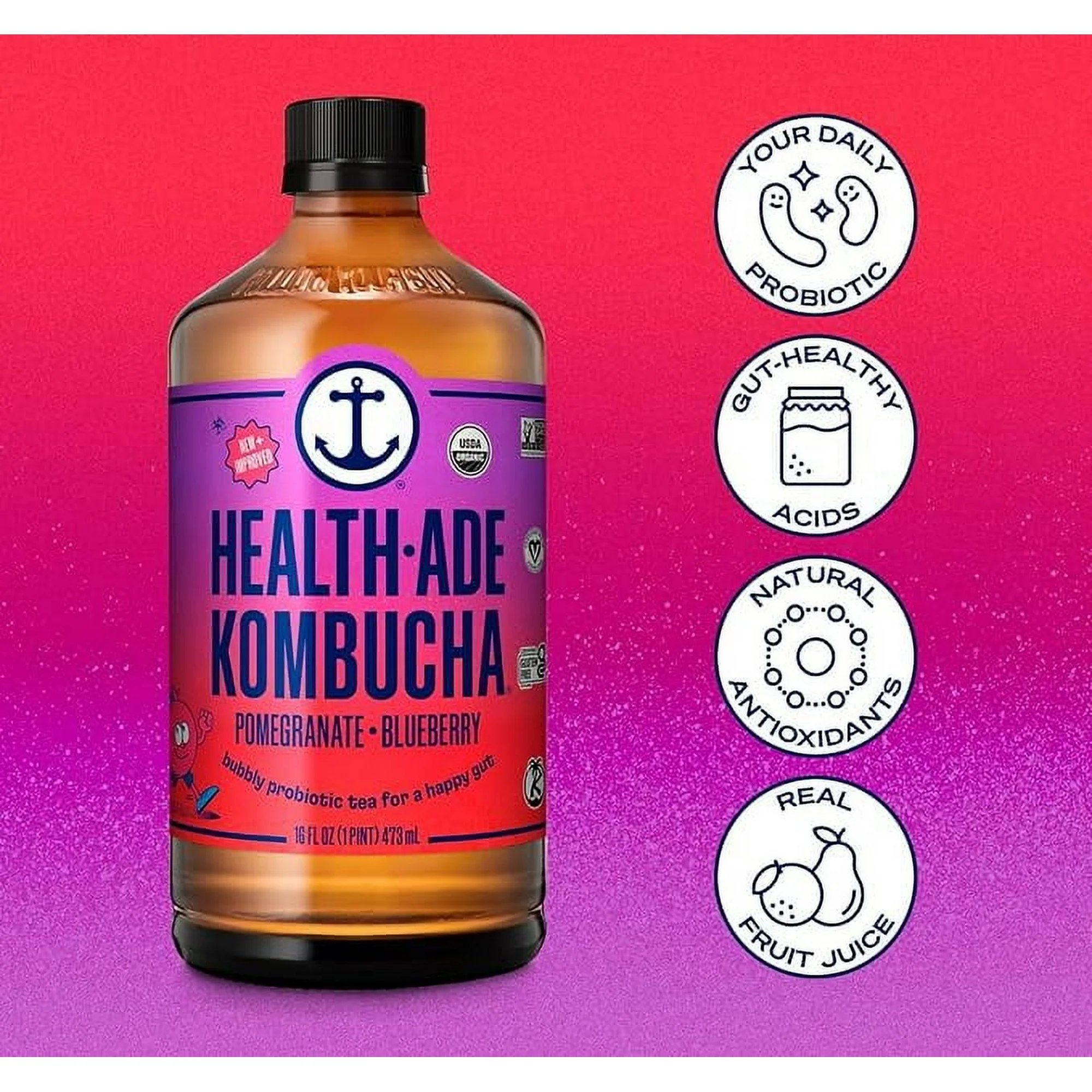 Health-Ade Blueberry Pomegranate Kombucha 16 oz