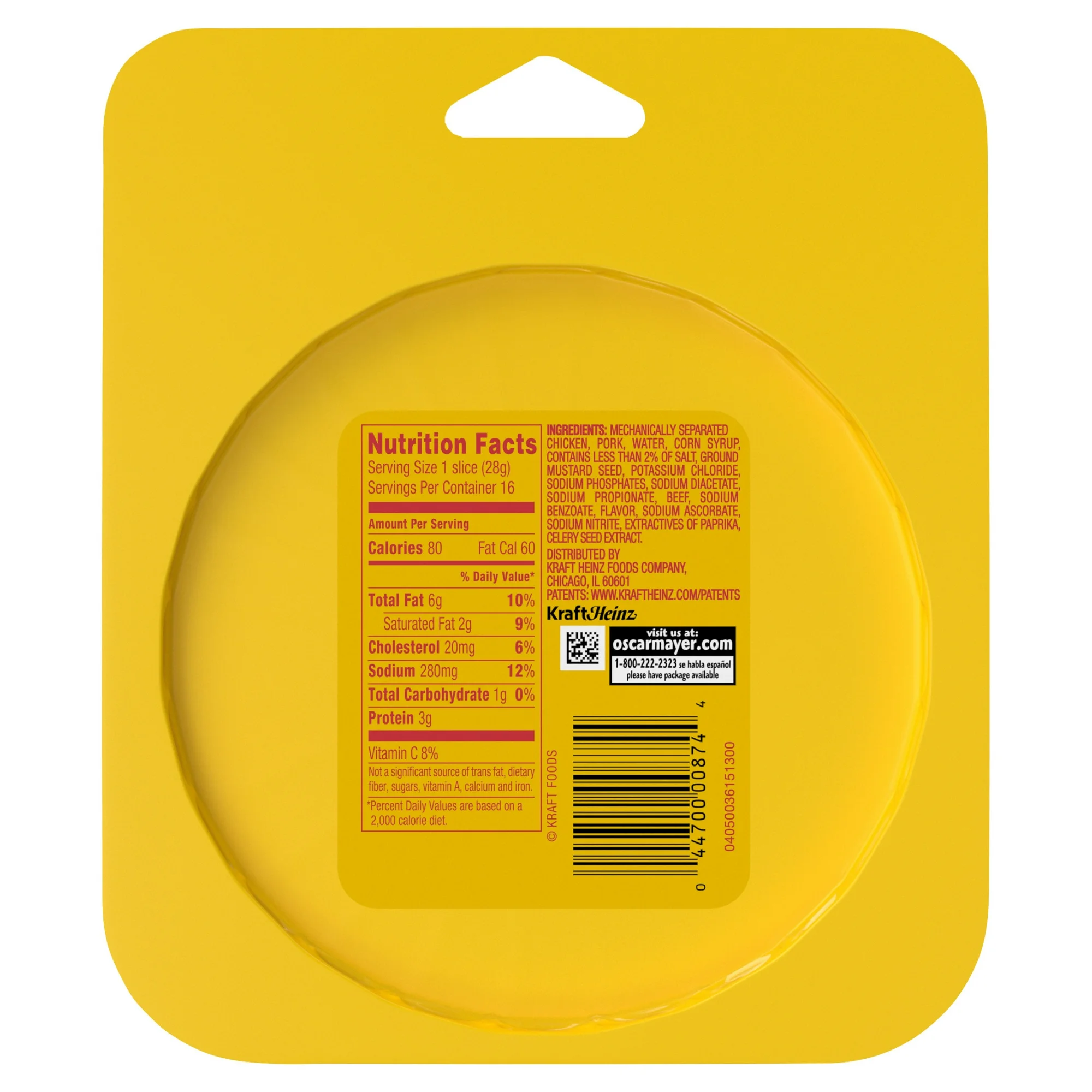 Oscar Mayer Bologna Made With Chicken & Pork Beef Added Sliced Lunch Meat 16 oz. Pack