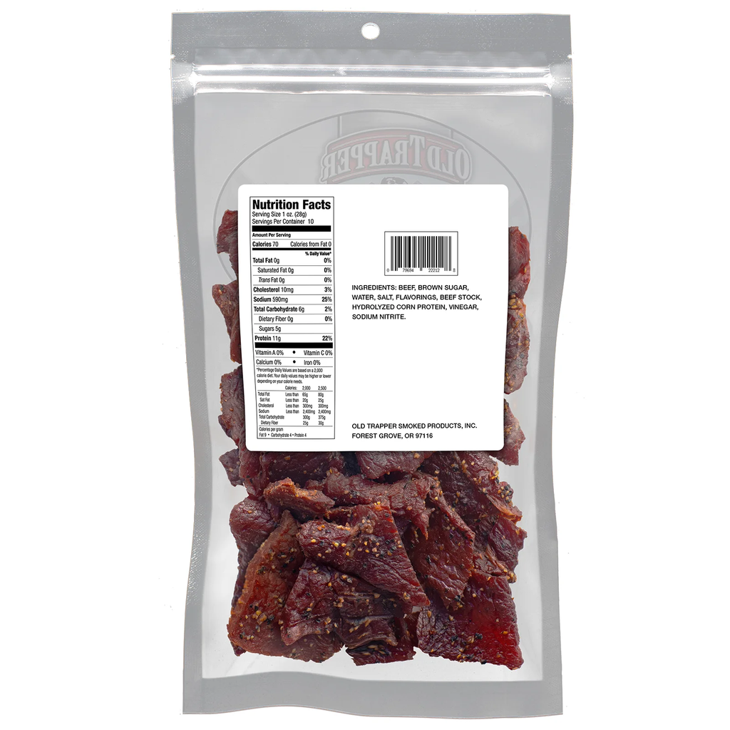 Old Trapper Peppered Beef Jerky 10oz Resealable Bag