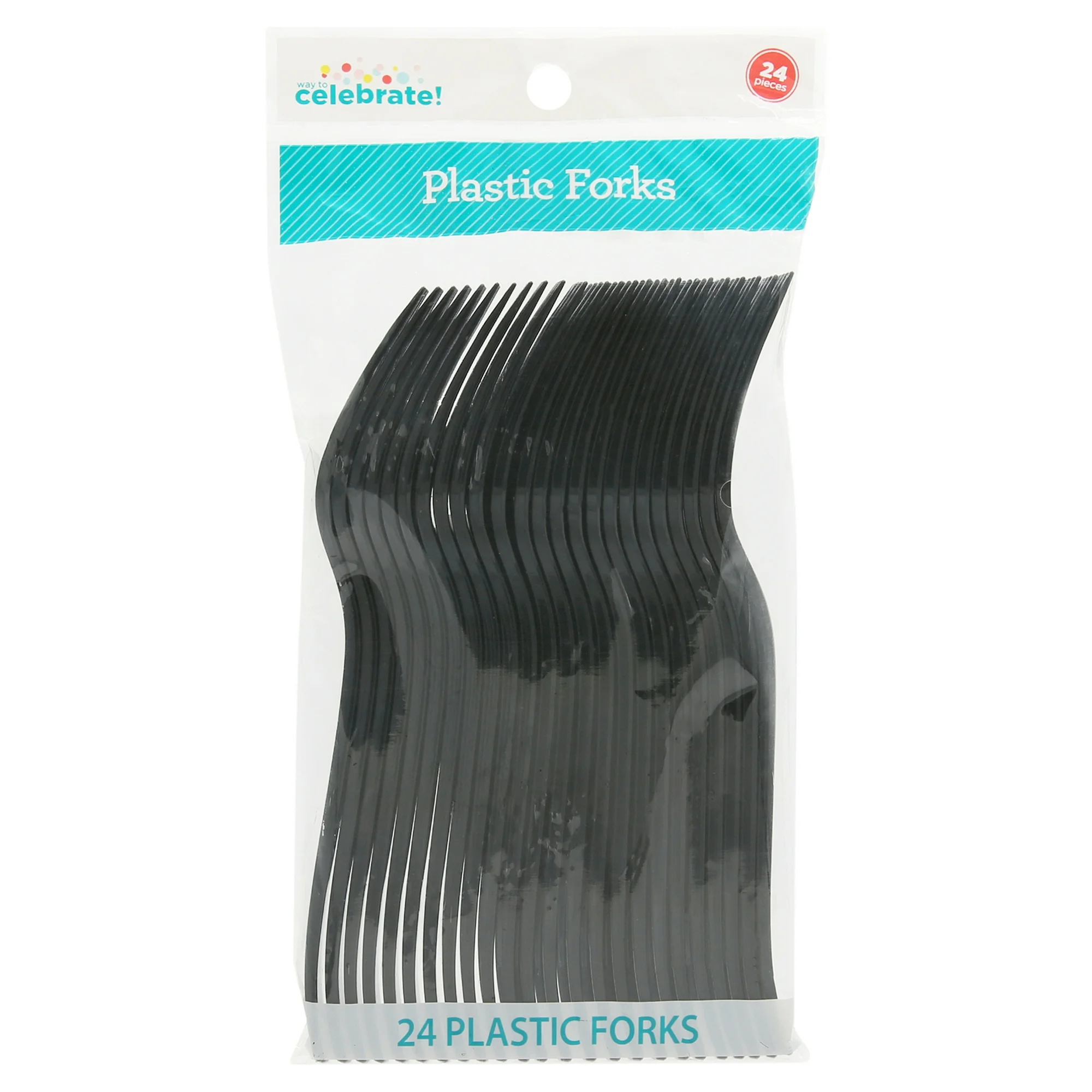 Plastic Disposable Forks Black 24 Pieces