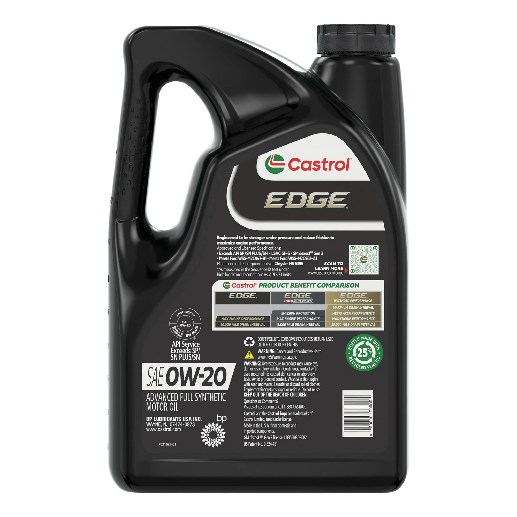 Castrol EDGE 0W-20 Advanced Full Synthetic Motor Oil 5 Quarts