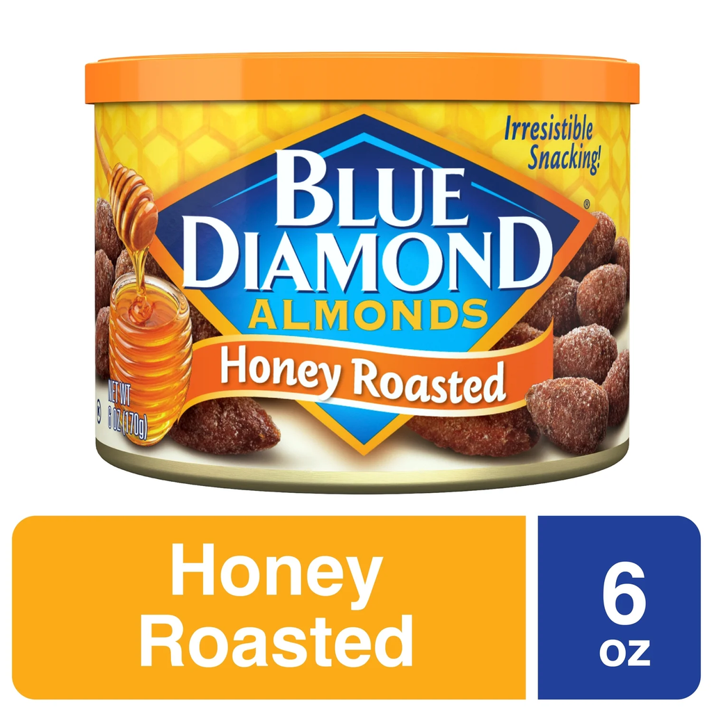 Blue Diamond Almonds Honey Roasted 6 oz can